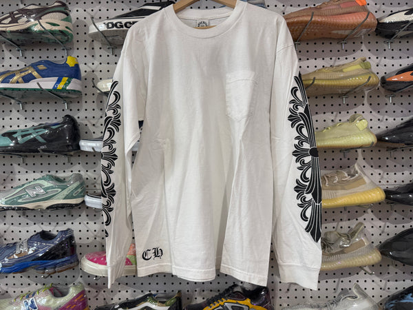 USED VTG Chrome Hearts Longsleeve Pocket Tee - White Size Large
