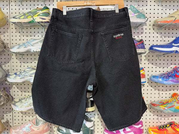 NEW Supreme SS25 Baggy Denim Shorts - Black Size 32