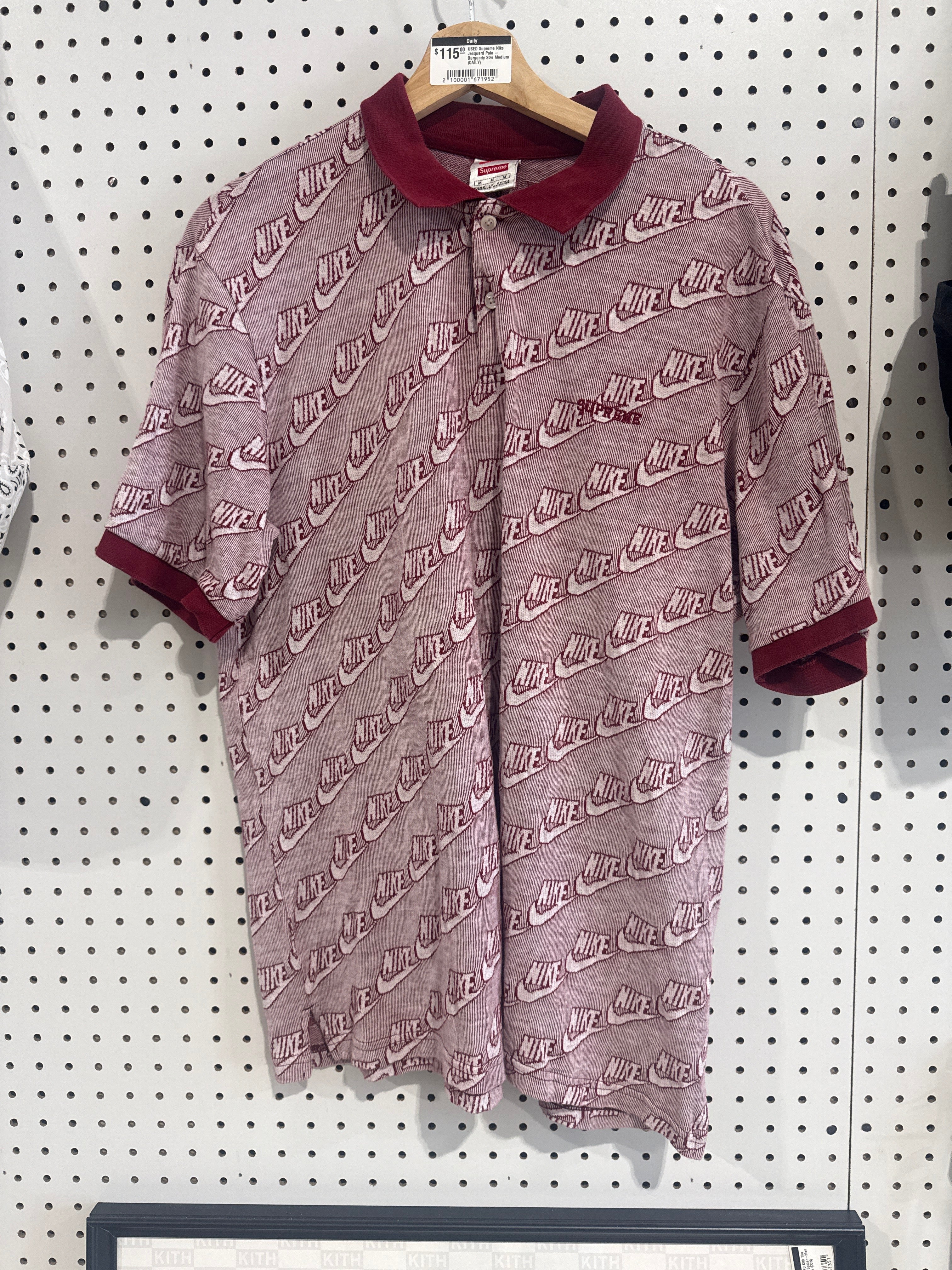USED Supreme Nike Jacquard Polo - Burgundy Size Medium