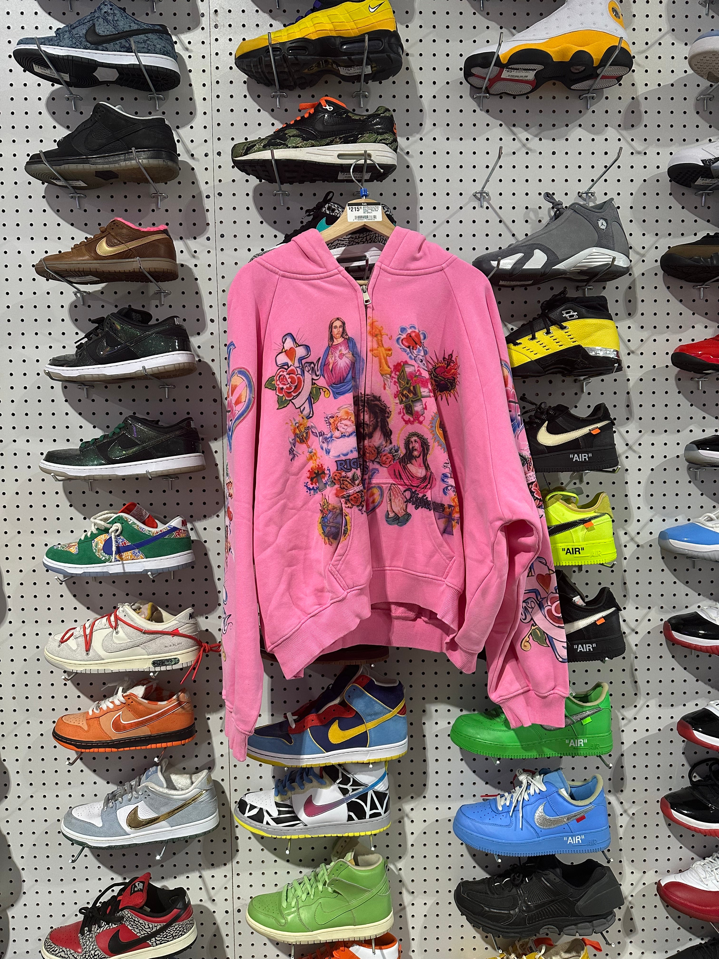 NEW NEW Righteous Risen King Cropped Zip Up Hoodie - Pink Size XL