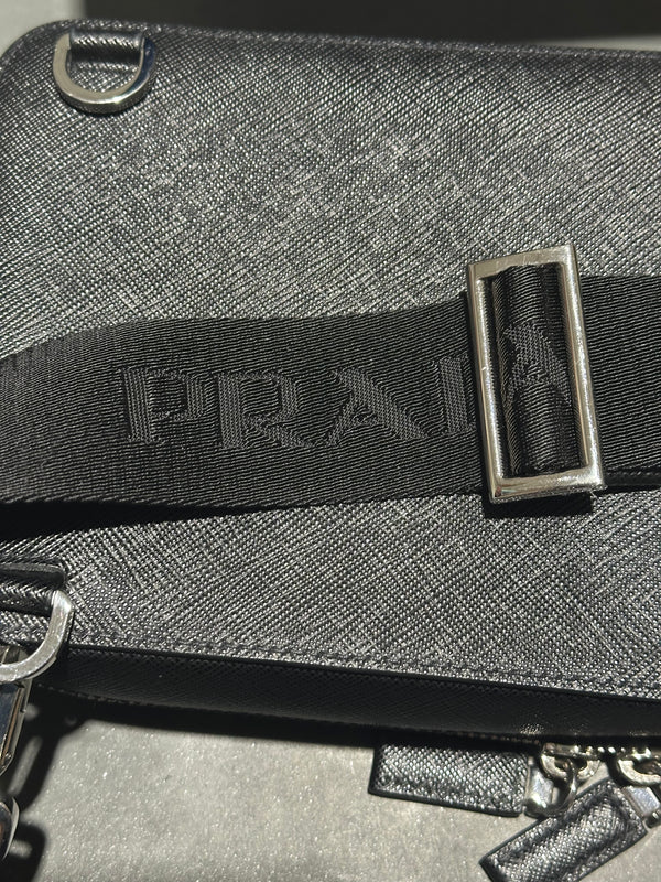 USED Prada Brique Zaffiamo Leather Bag - Black