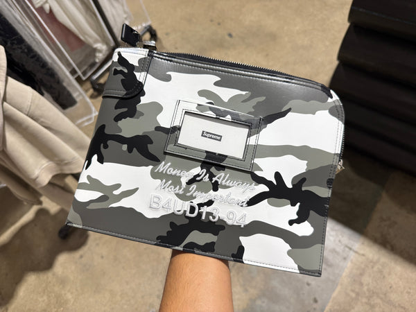 NEW Supreme Leather Money Bag - Snow Camo