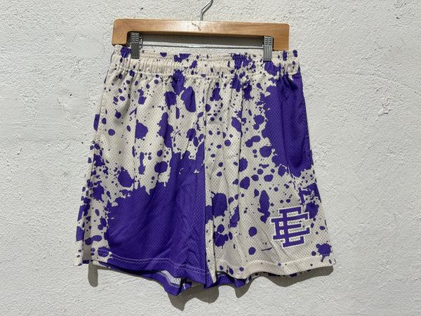 NEW Eric Emanuel Splatter Shorts - White/Purple Size XL