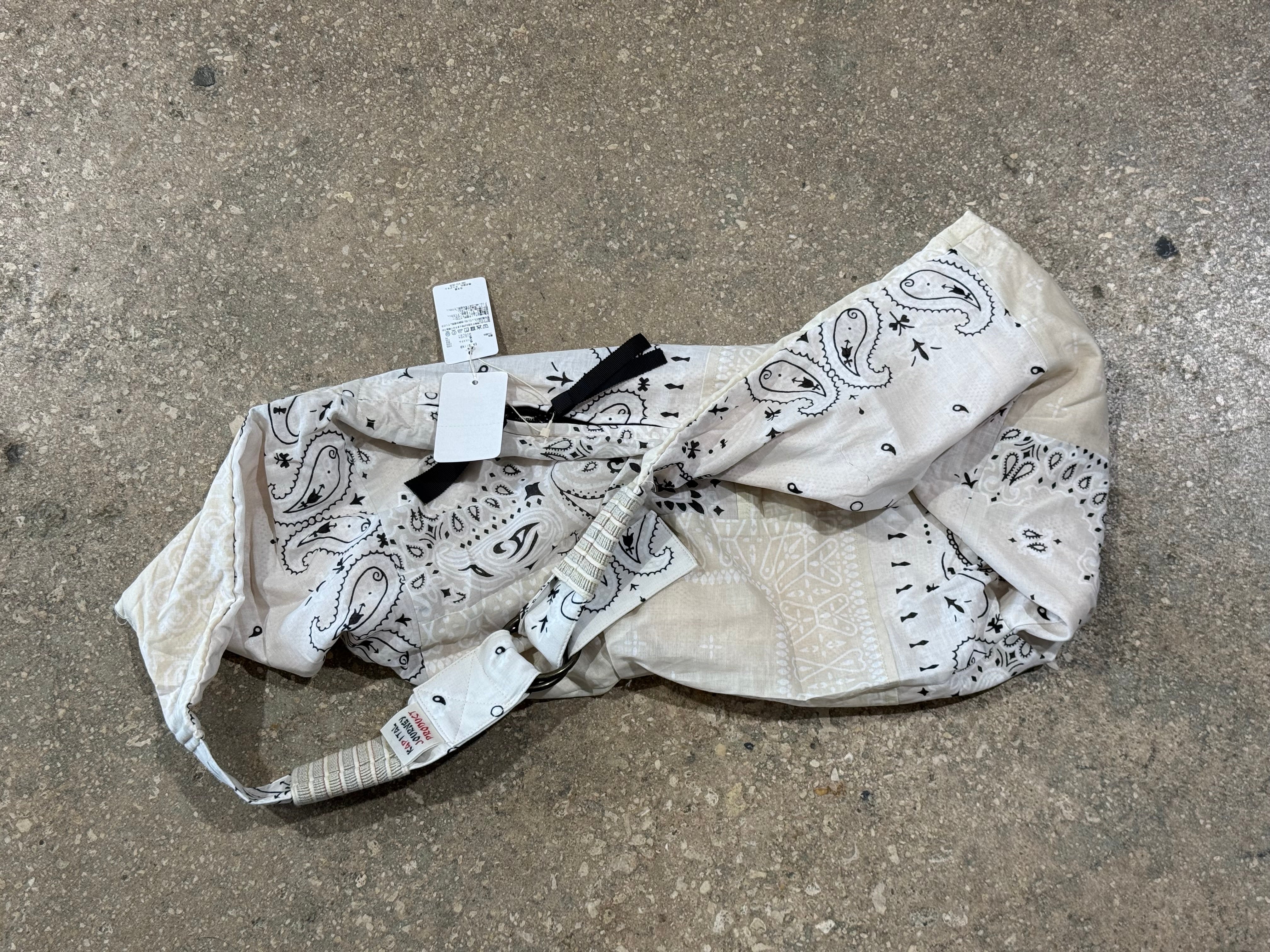 NEW Kapital  Patchwork Bandana-Print Messenger Bag - White