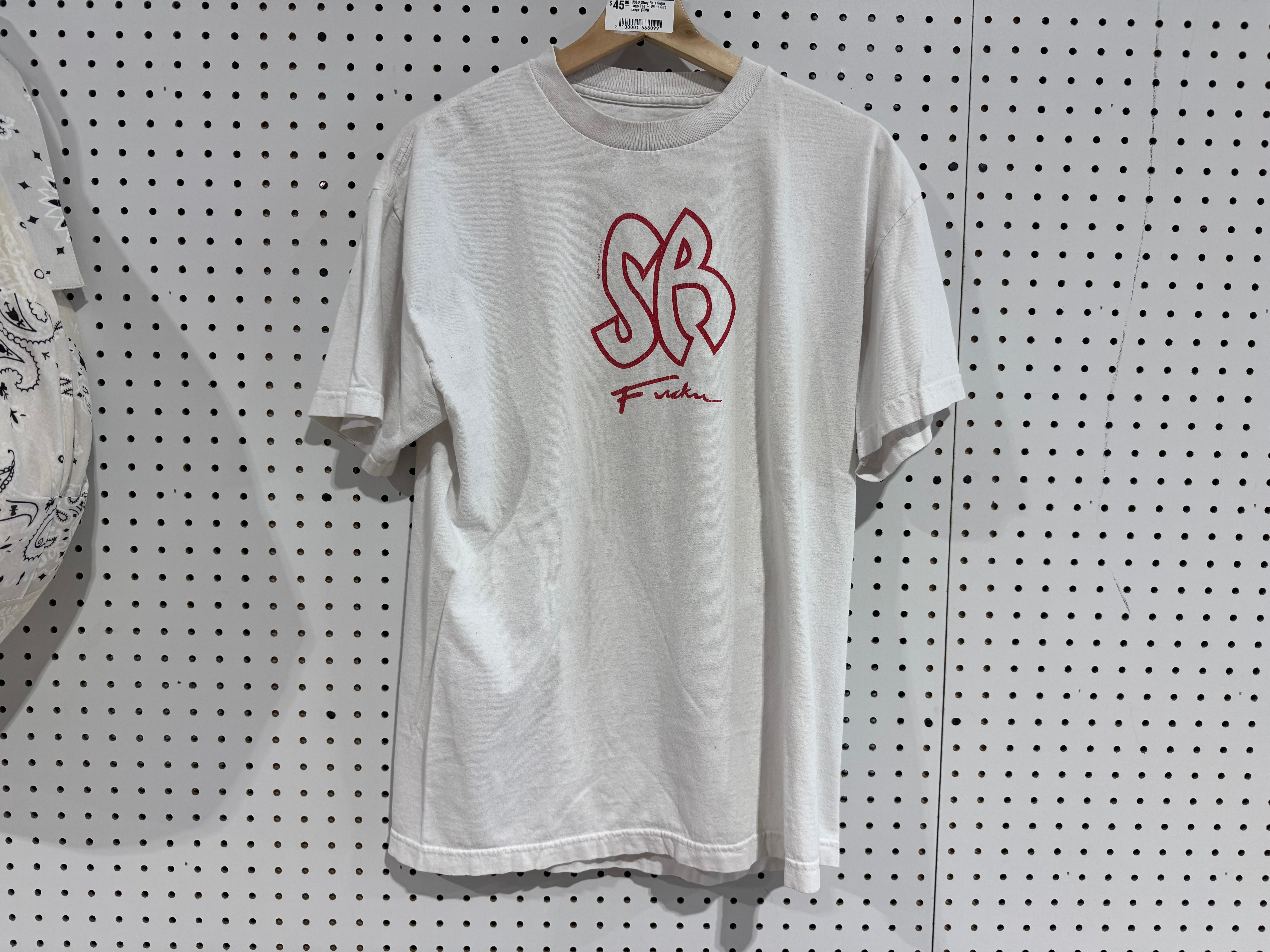 USED Stray Rats Subu Logo Tee - White Size Large
