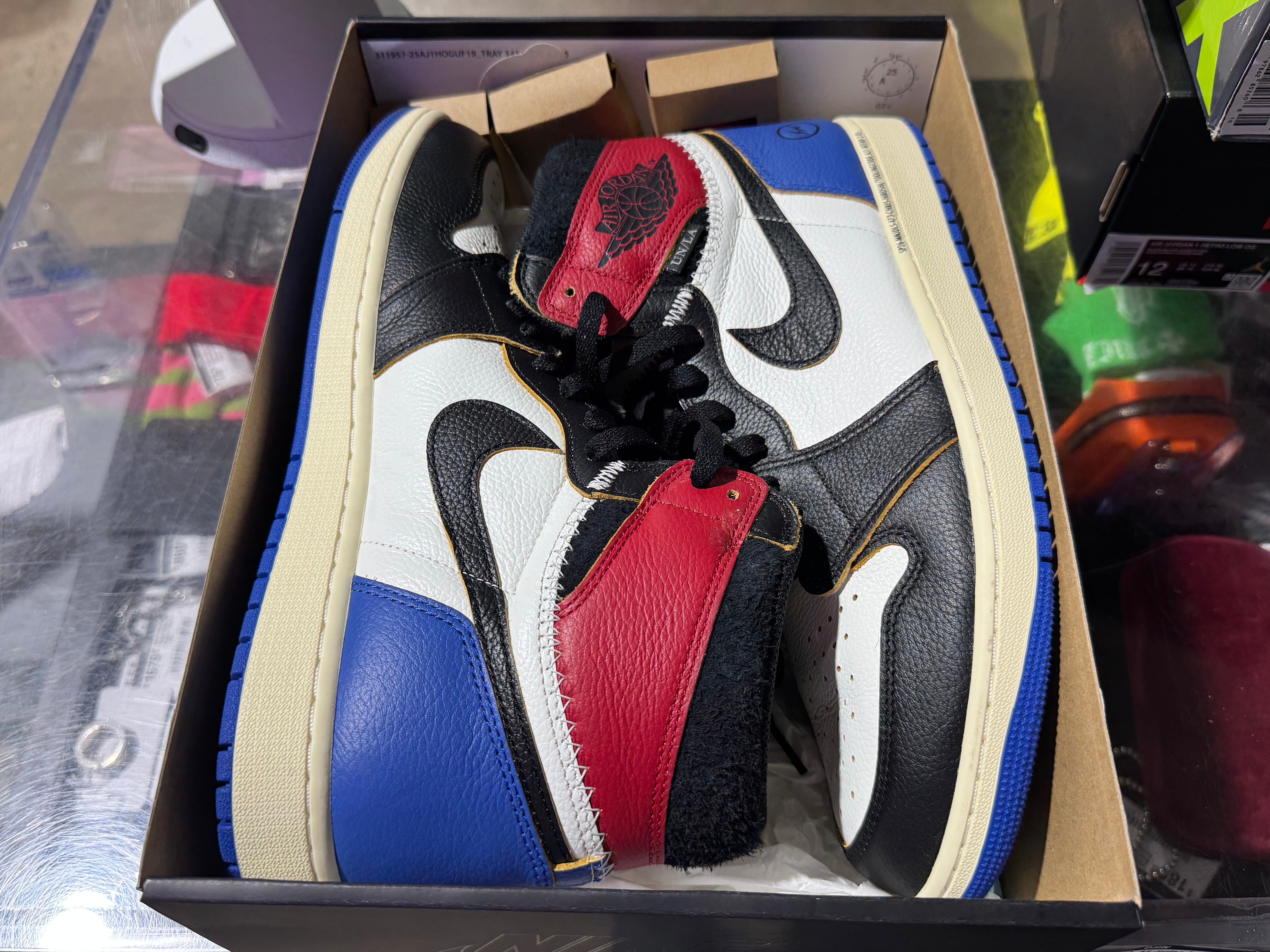 Air Jordan 1 Retro High OG SP - Fragment x Union/Varsity Red Sport Royal Size 13