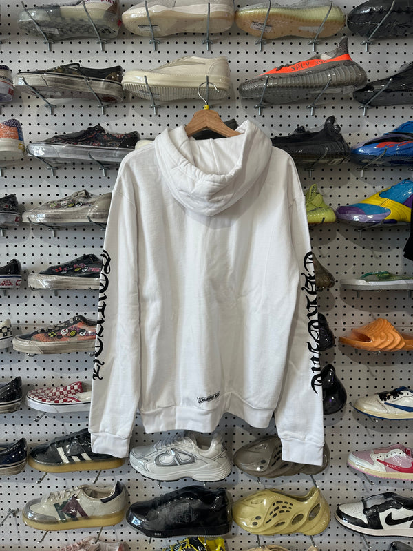 NEW Chrome Hearts Vertical Logo Pullover Hoodie - White Size Medium