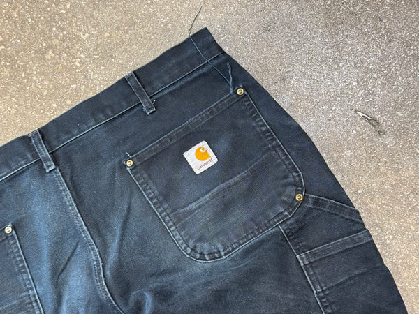 USED Distressed Carhartt Double Knee Carpenter Pants - Black Size 38x30