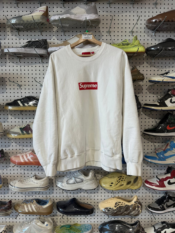 USED Supreme Washed Box Logo Crewneck - White Size XL