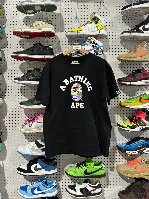 USED Bape College Logo Tee - Black/Multi Size Large