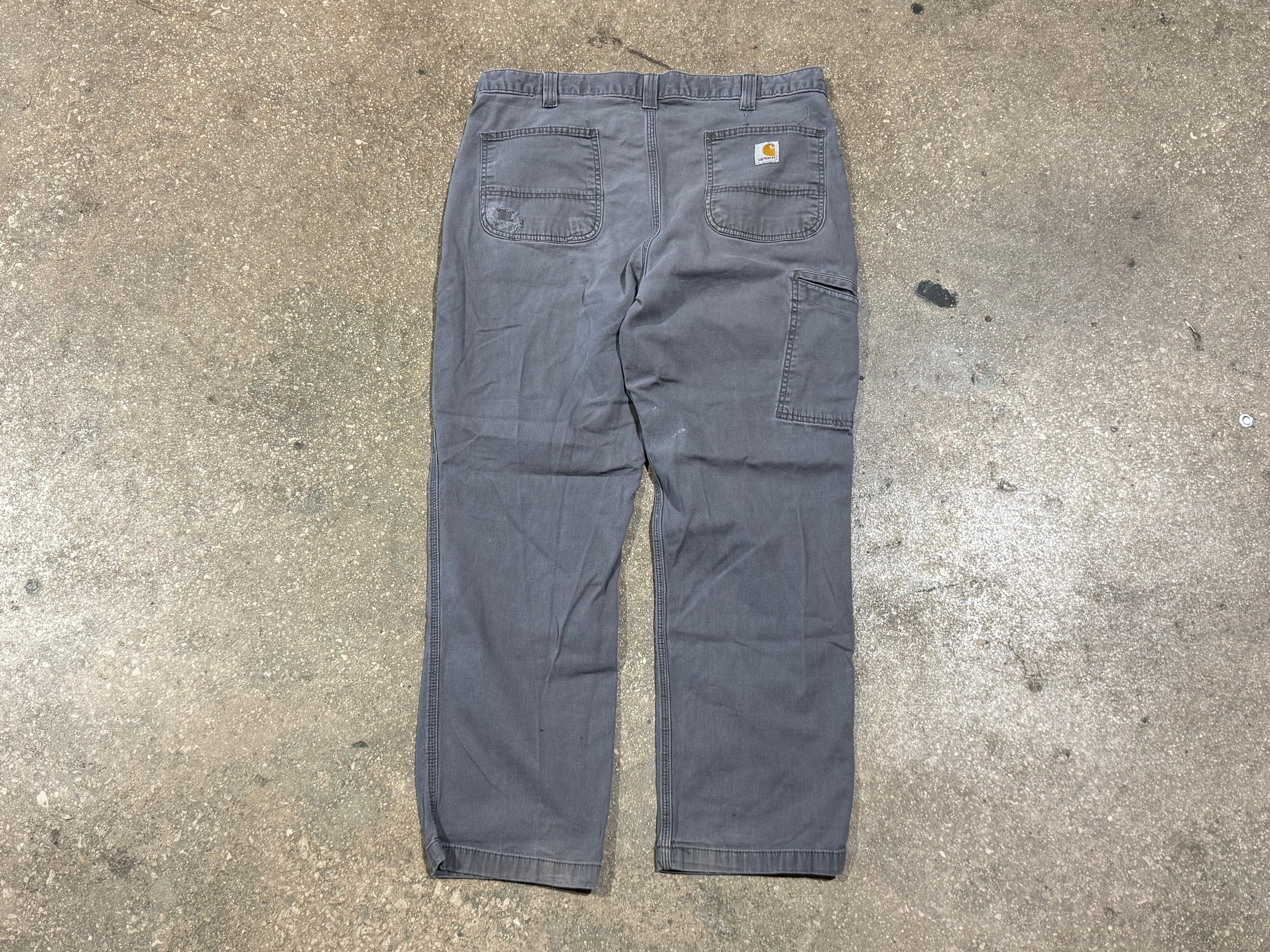 USED Distressed Carhartt Carpenter Pants - Grey Size 38x30