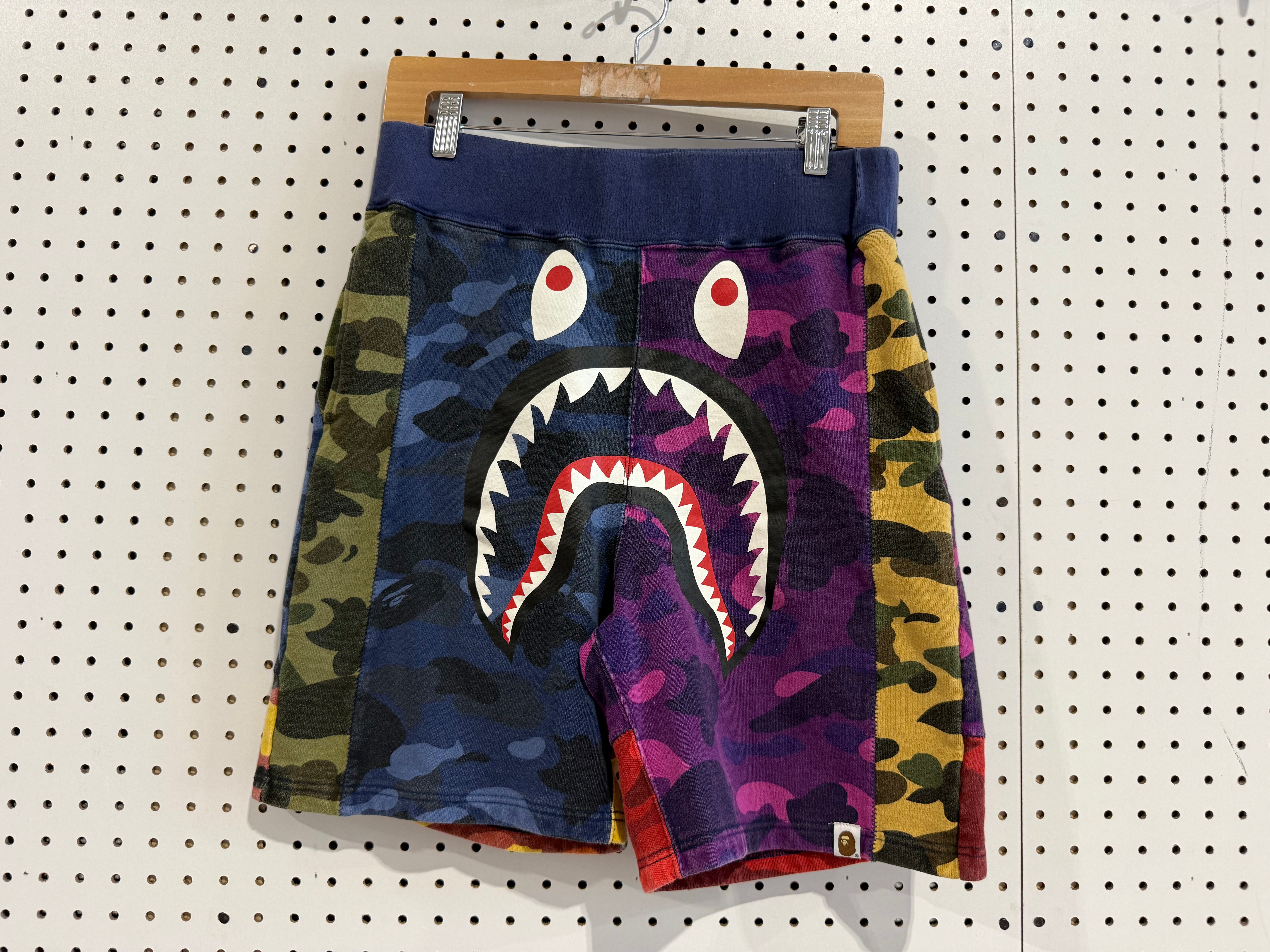 USED Bape Shark Multi Camo Shorts - Multicolor Size Medium