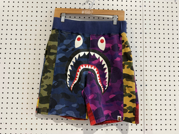 USED Bape Shark Multi Camo Shorts - Multicolor Size Medium