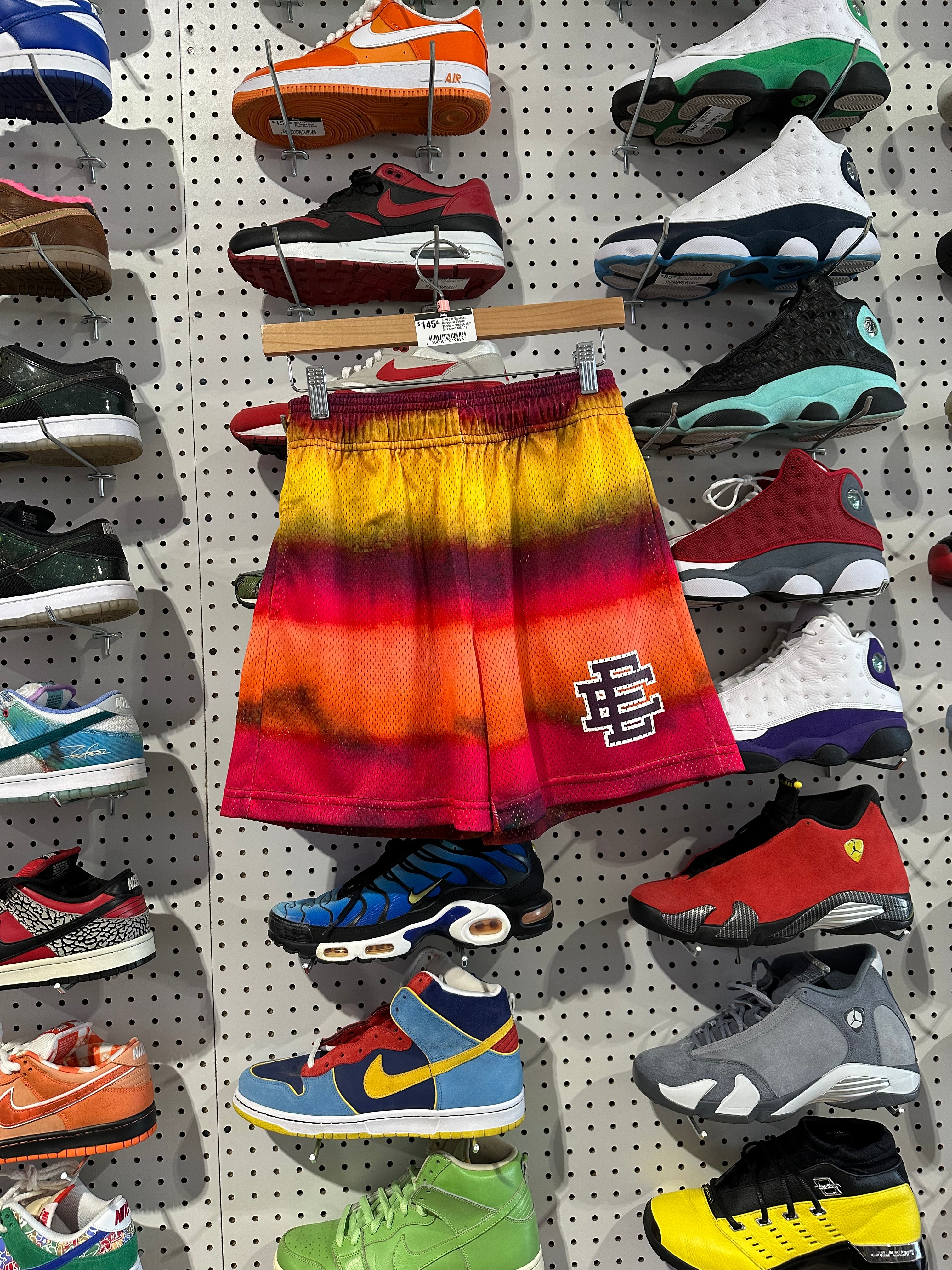 NEW Eric Emanuel Horizontal Stripes Shorts - Orange/Muti Size Small