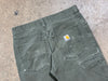 USED Distressed Carhartt Carpenter Pants - Olive Size 31x30