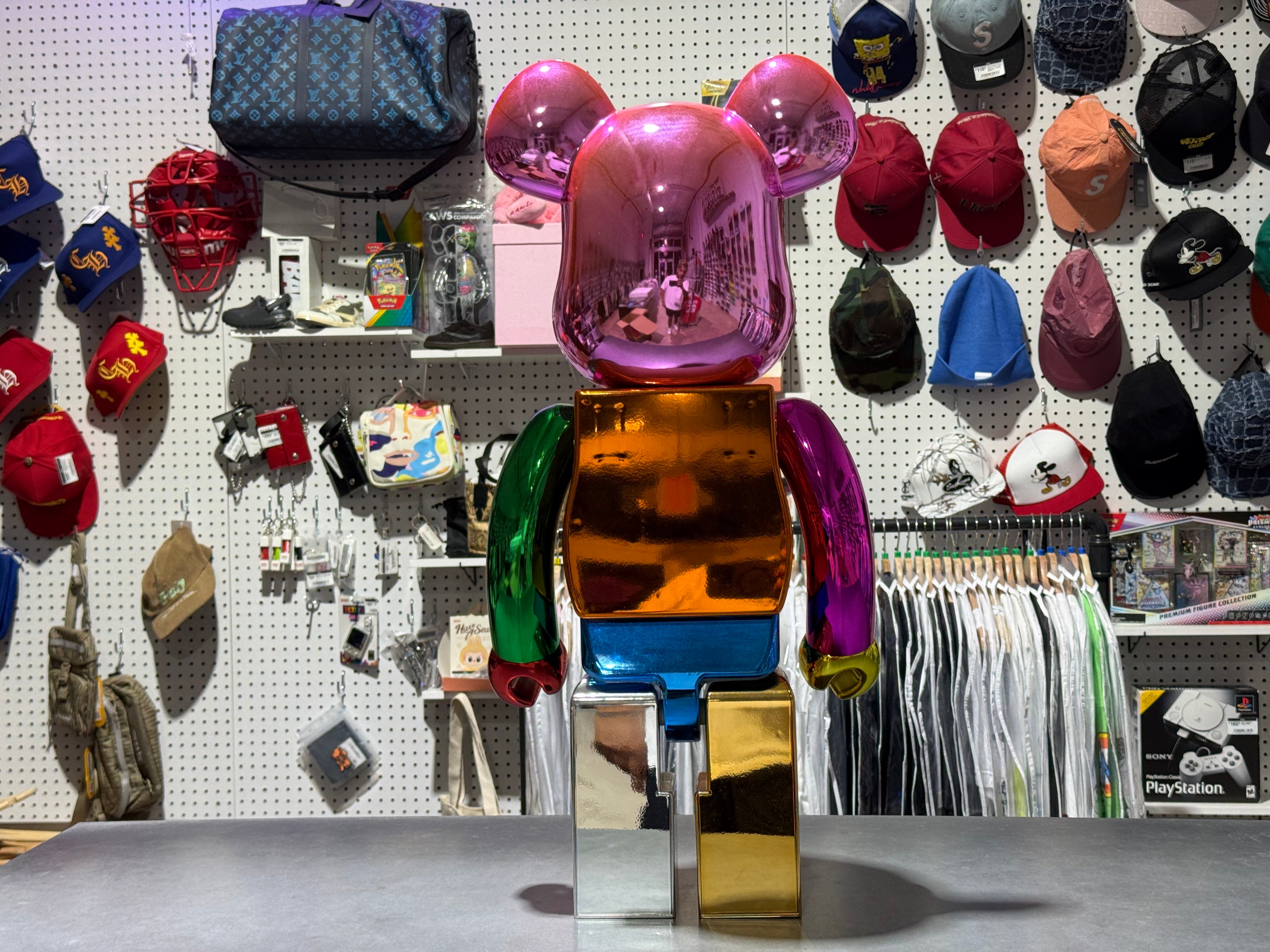 DISPLAYED Bape Bearbrick 25th Anniversary - Multi Color Foil 1000%