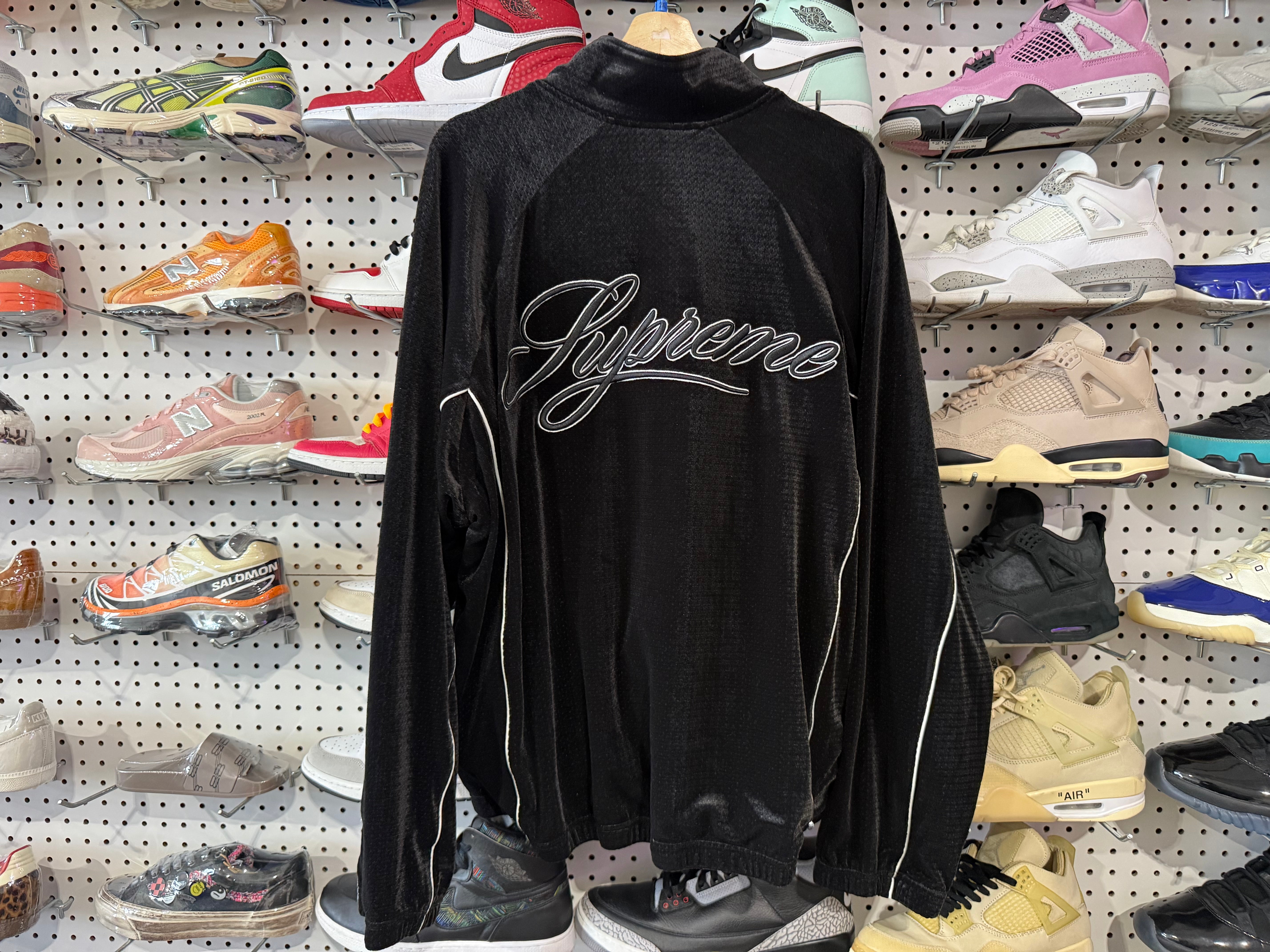 NEW Supreme Mesh Velour Track Jacket - Black Size XXL