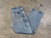 USED Carhartt Distressed Double Knee Denim - Light Wash Size 34x31