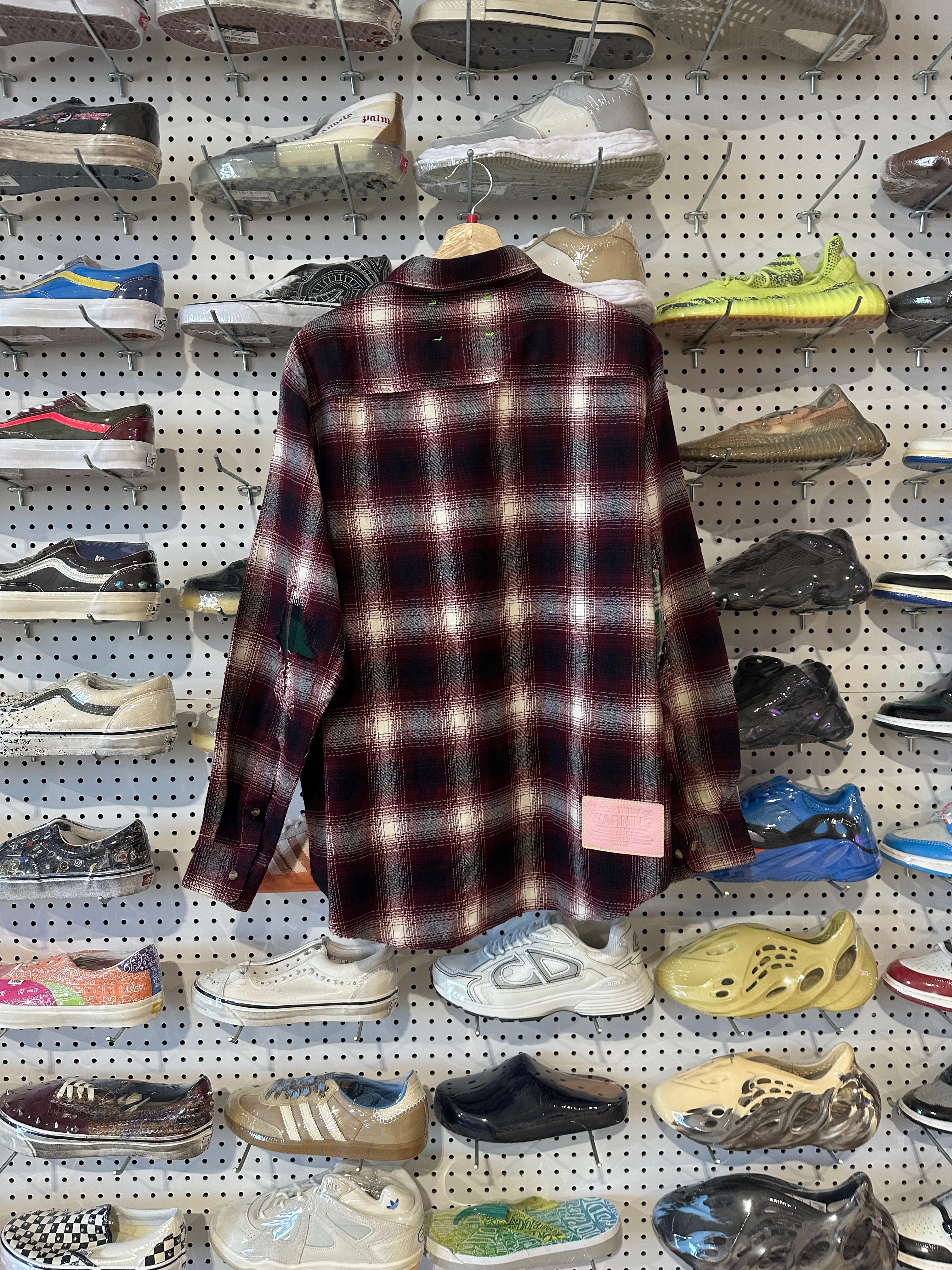 NEW Better With Age Flannel - Burgundy Plaid Size Large