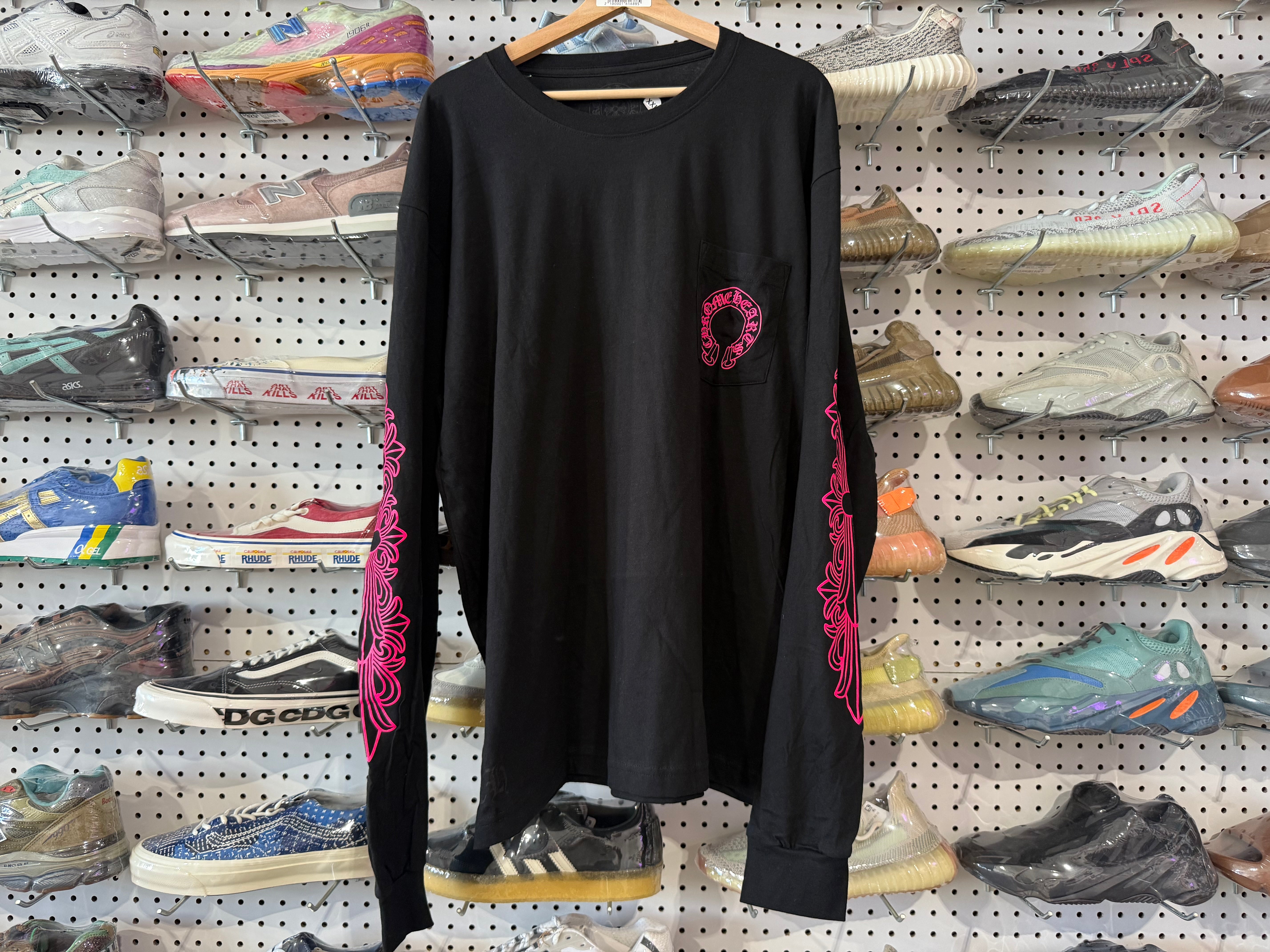 NEW Chrome Hearts Pocket Longsleeve Tee - Black/Pink Size XXL