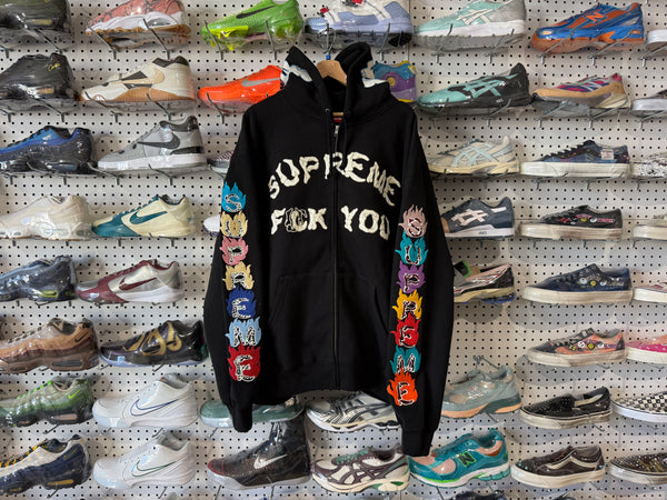 NEW Supreme F**k You Zip Up Hooded Sweatshirt - Black Size XXL