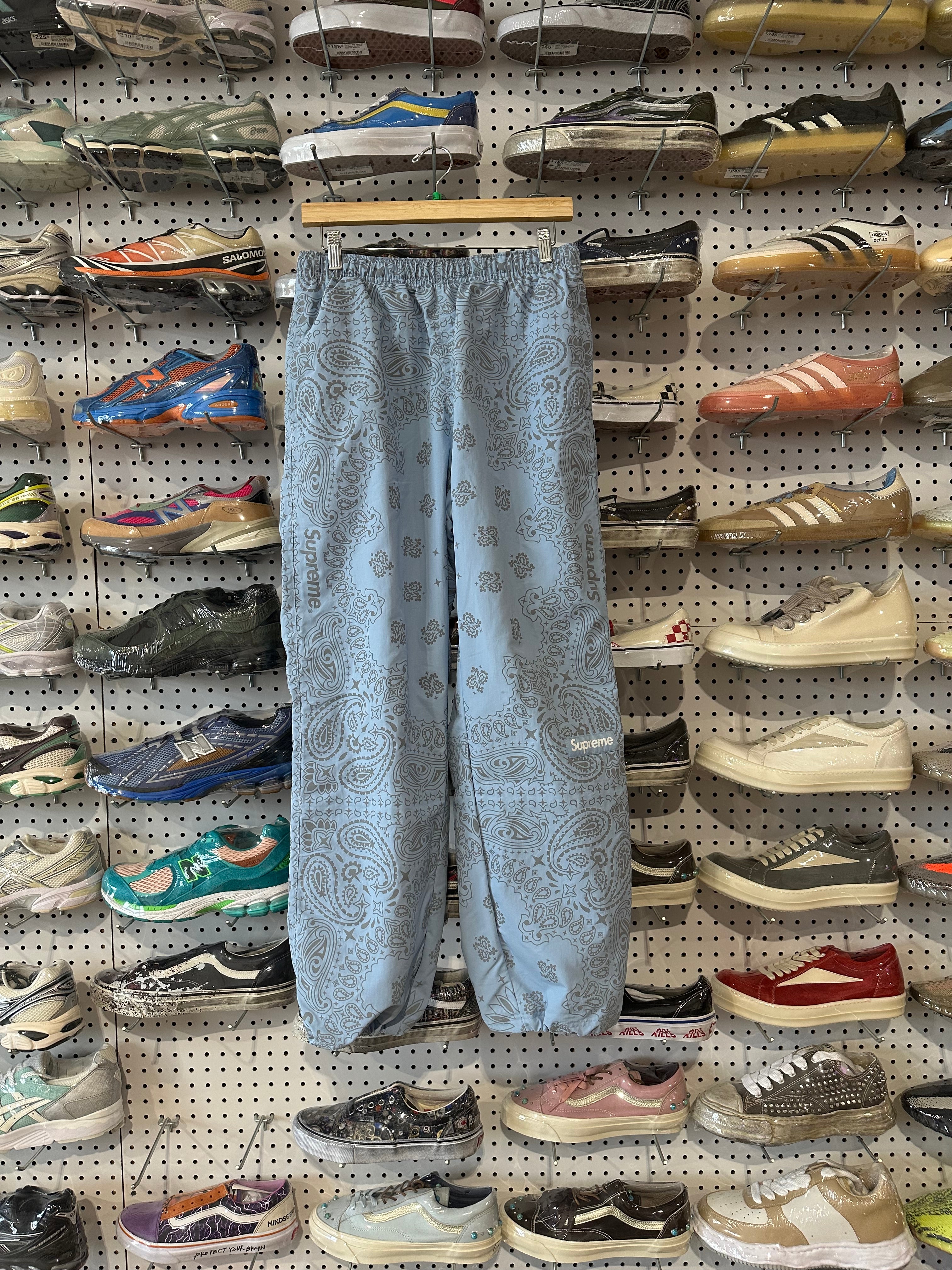 USED Supreme Paisley 3M Trackpants - Blue Size Small