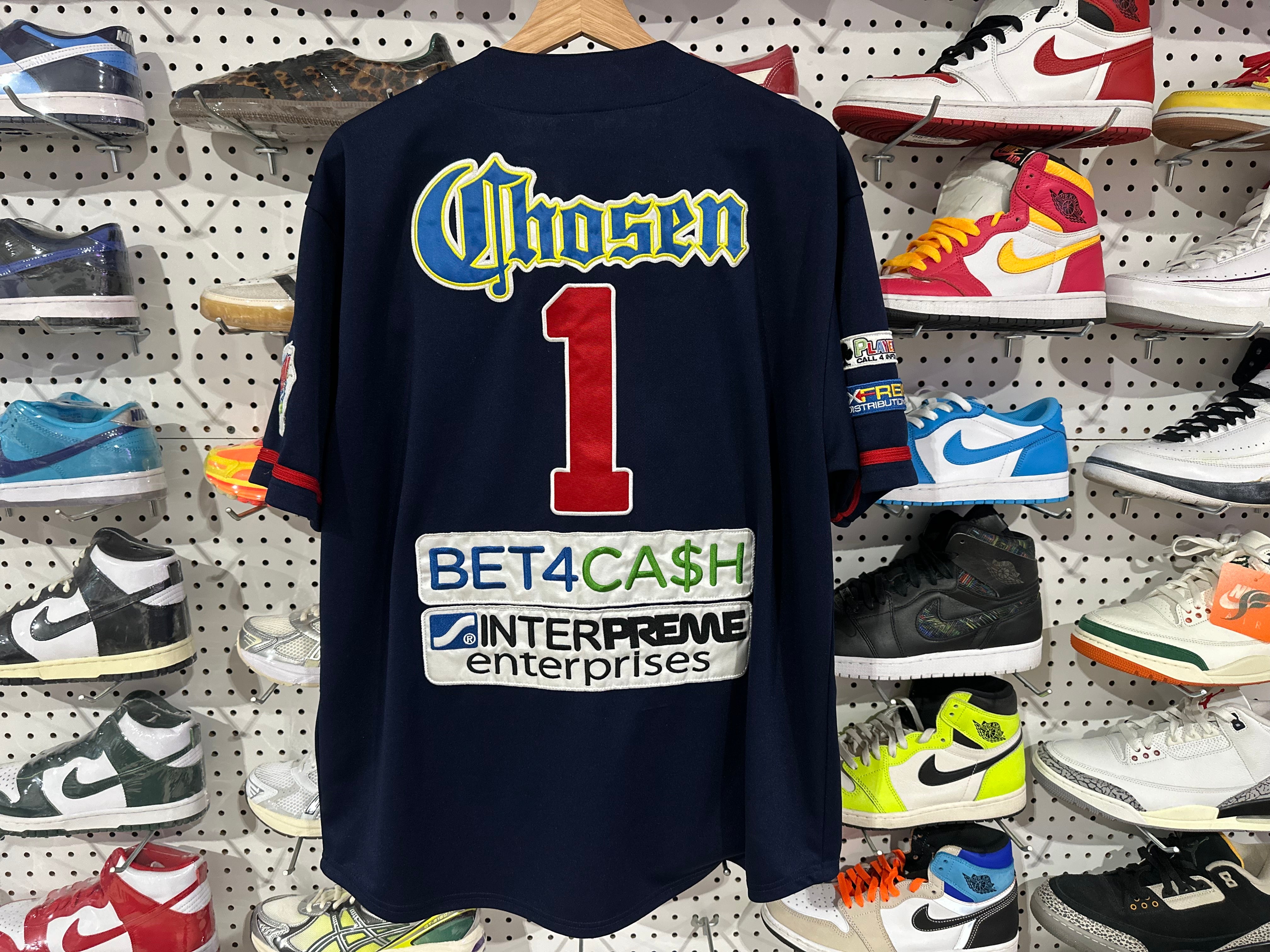 USED Supreme Chosen One Baseball Jersey - Navy Size Large