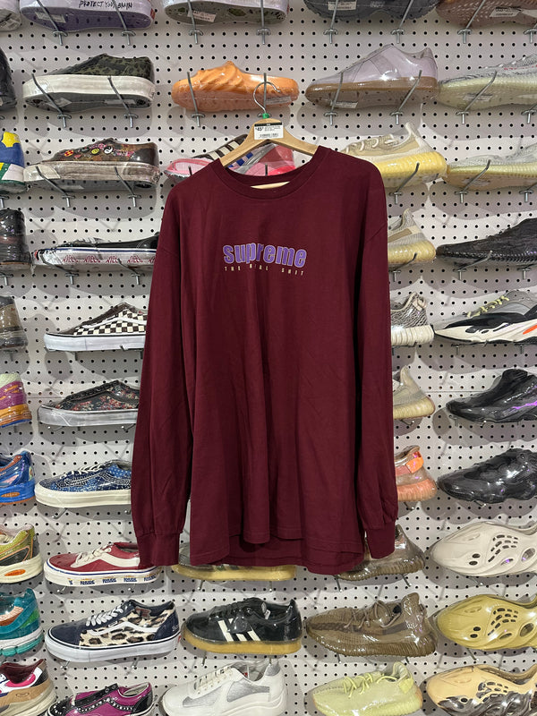 USED Supreme The Real Shit LS Tee - Burgundy Size XL