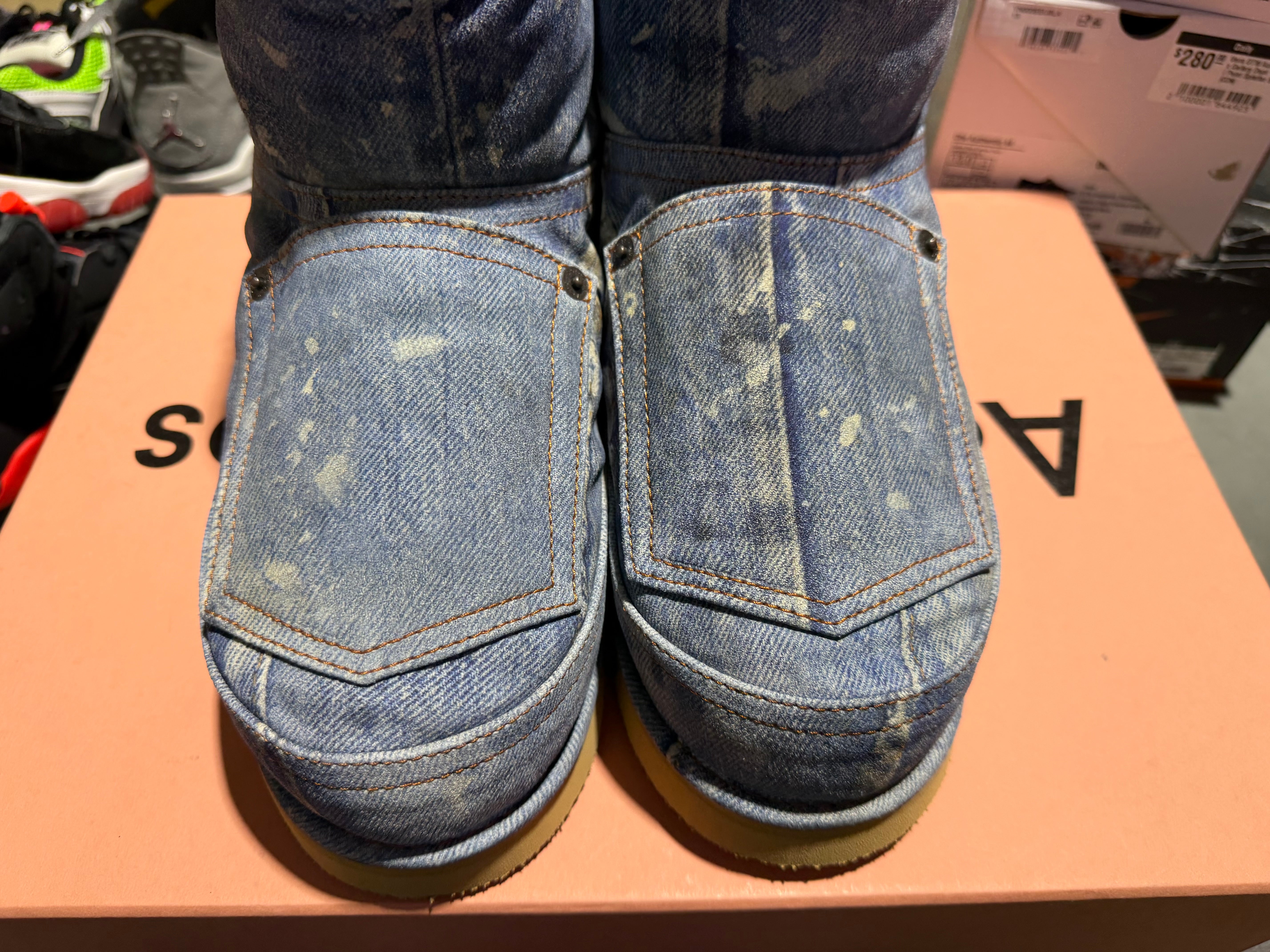 Acne Studios Leather Denim Ankle Boots - Blue Size 42