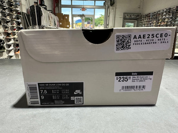 Nike SB Dunk Low - Supreme 94 Ocean Fog Size 7.5