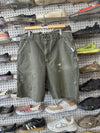 USED Distressed Carhartt Shorts - Olive Size 36