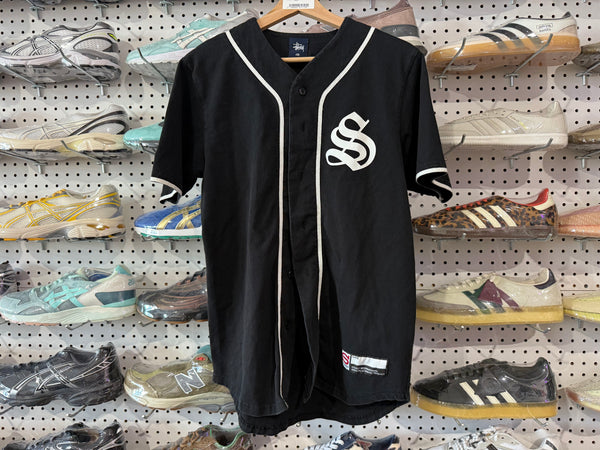 USED Stussy Baseball Jersey - Black Size Small
