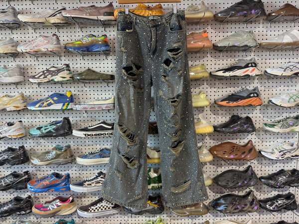 USED Vale Crystal Denim Pants - Indigo Size 30