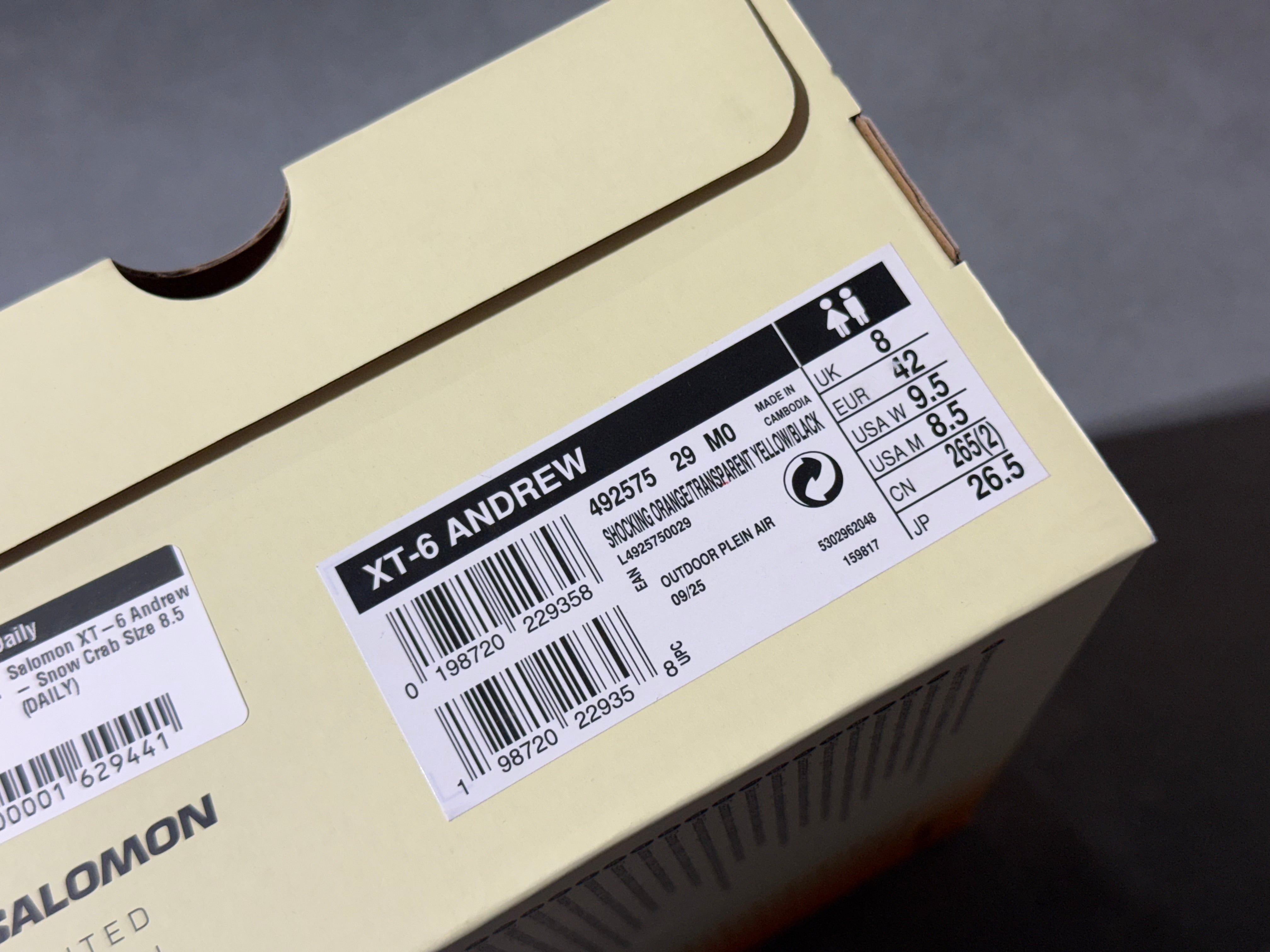 Salomon XT-6 Andrew - Snow Crab Size 8.5