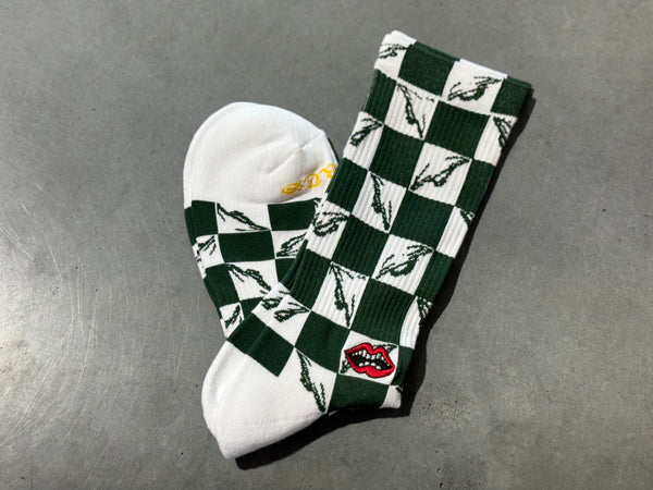 NEW Chrome Hearts Matty Boy Checkered Socks - White/Green