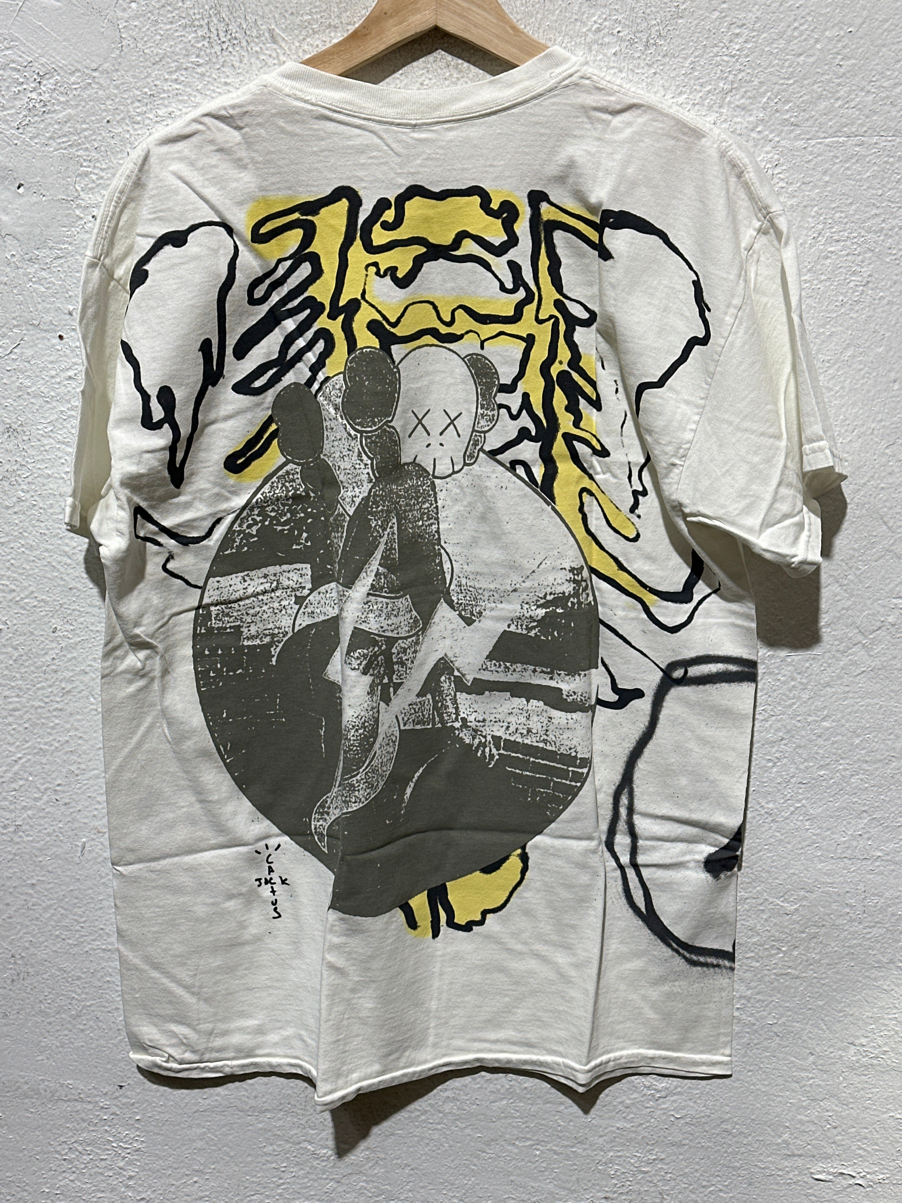 NEW Travis Scott Cactus Jack + Kaws For Fragment Tee - Aged Yellow