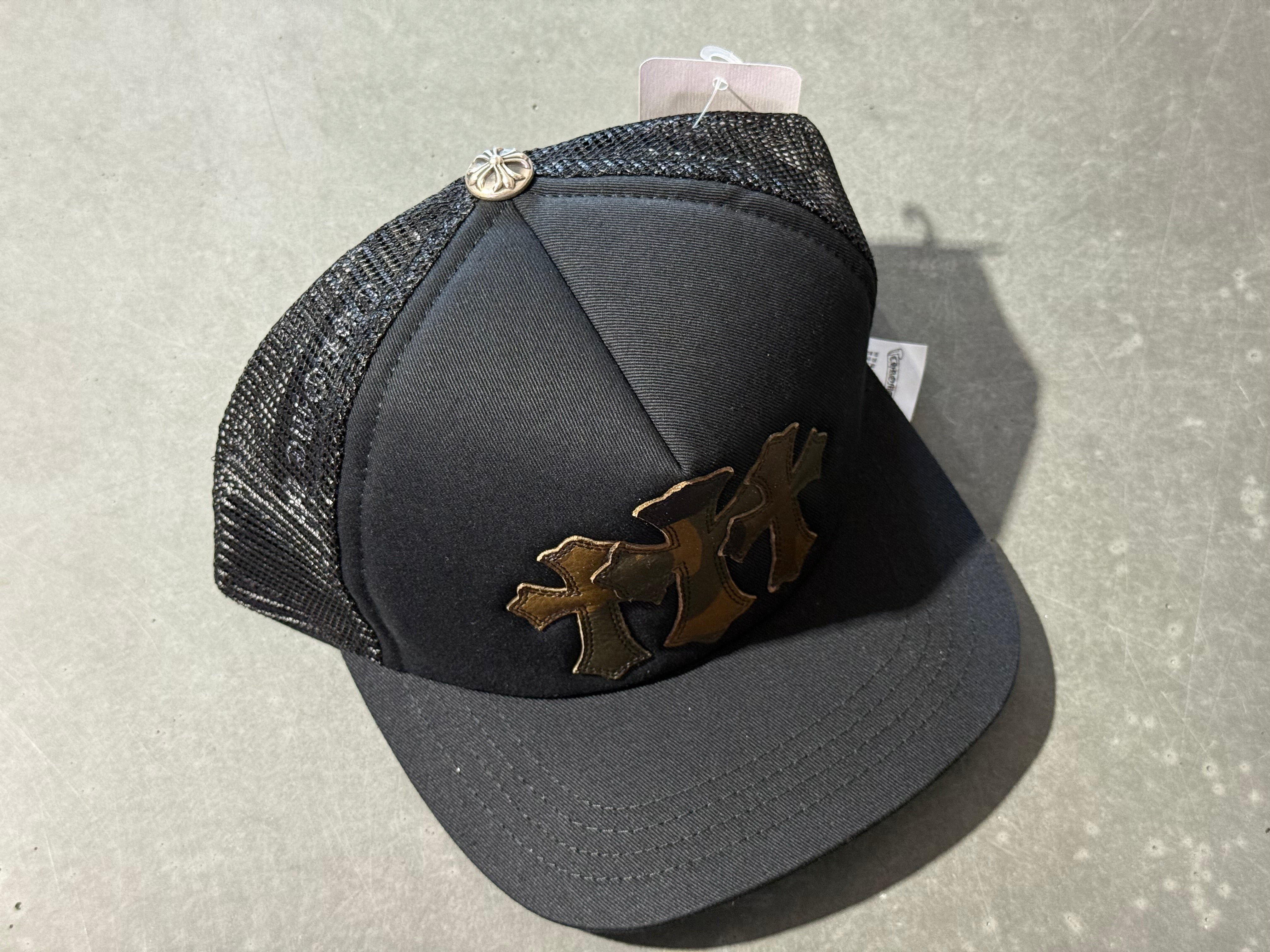 NEW Chrome Hearts Triple Cross Leather Patch Trucker - Black/Camo