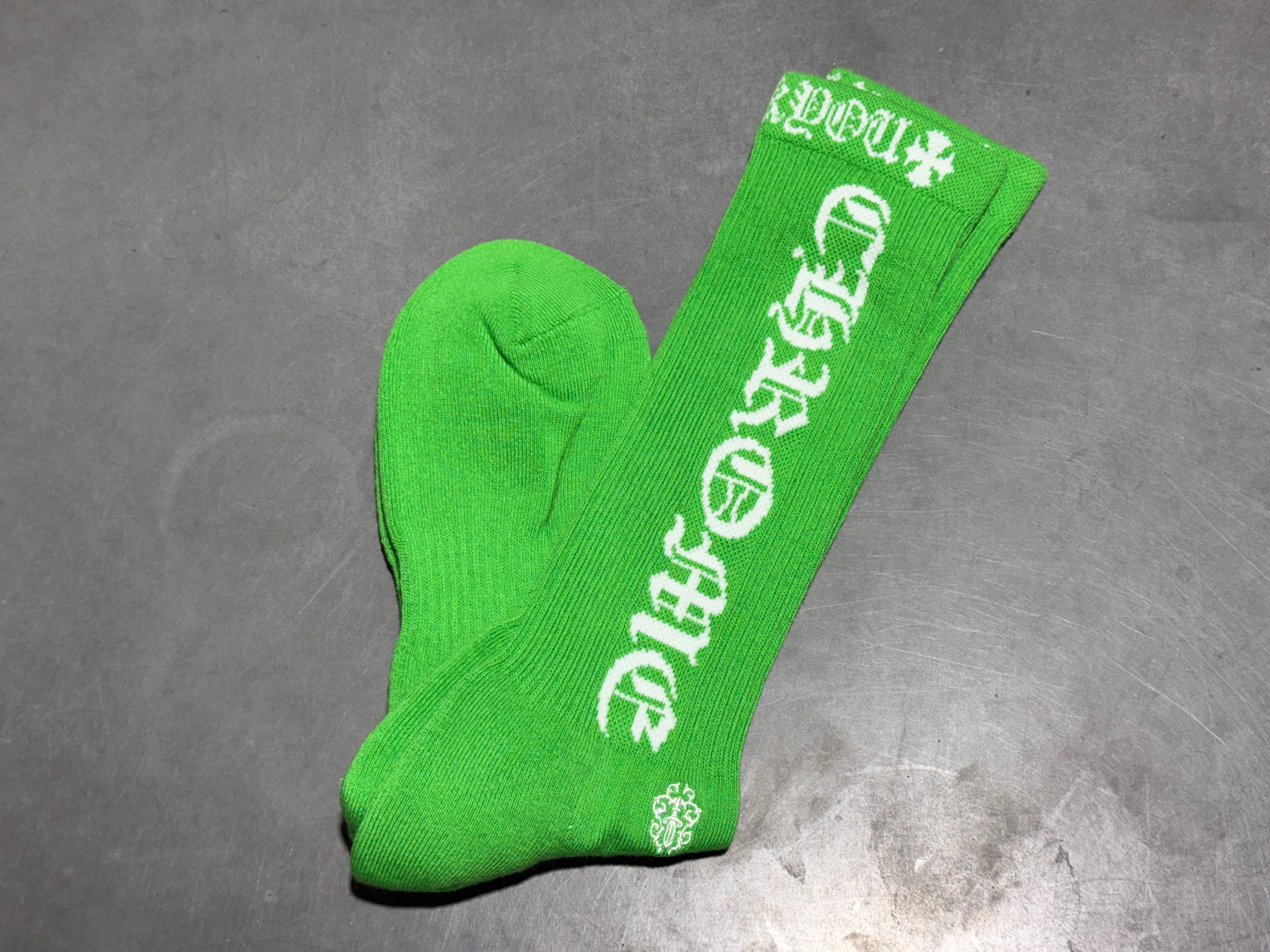 CHROME HEARTS グリーンソックス Mサイズ NEW Chrome Hearts Socks - Vertical Logo/Green