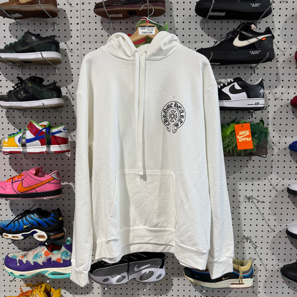 NEW Chrome Hearts Horseshoe Pullover Hoodie - White Size Large