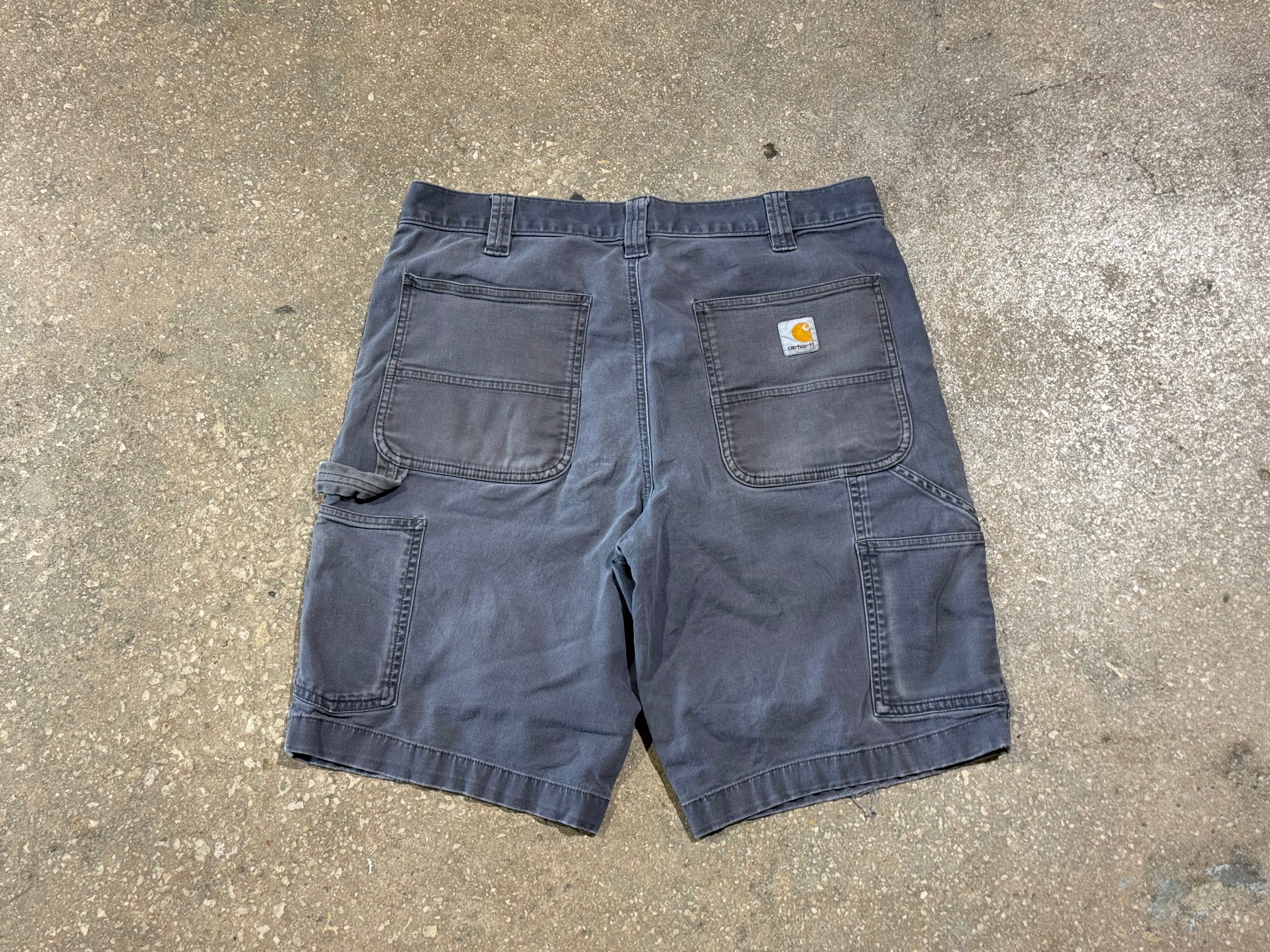 USED Carhartt Distressed Shorts - Grey Size 34