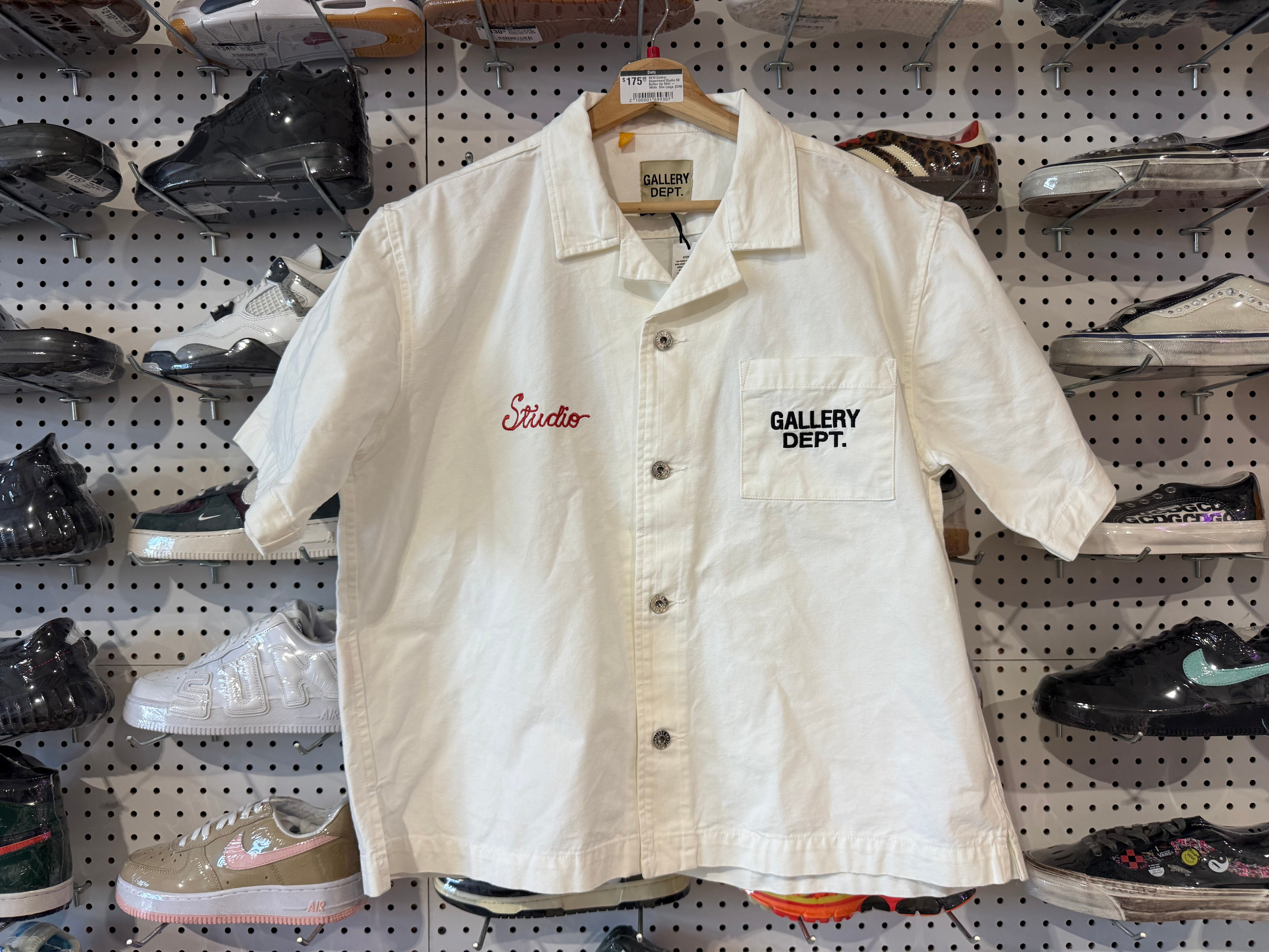 NEW Gallery Department Studio SS Button Up Shirt - White Size Large