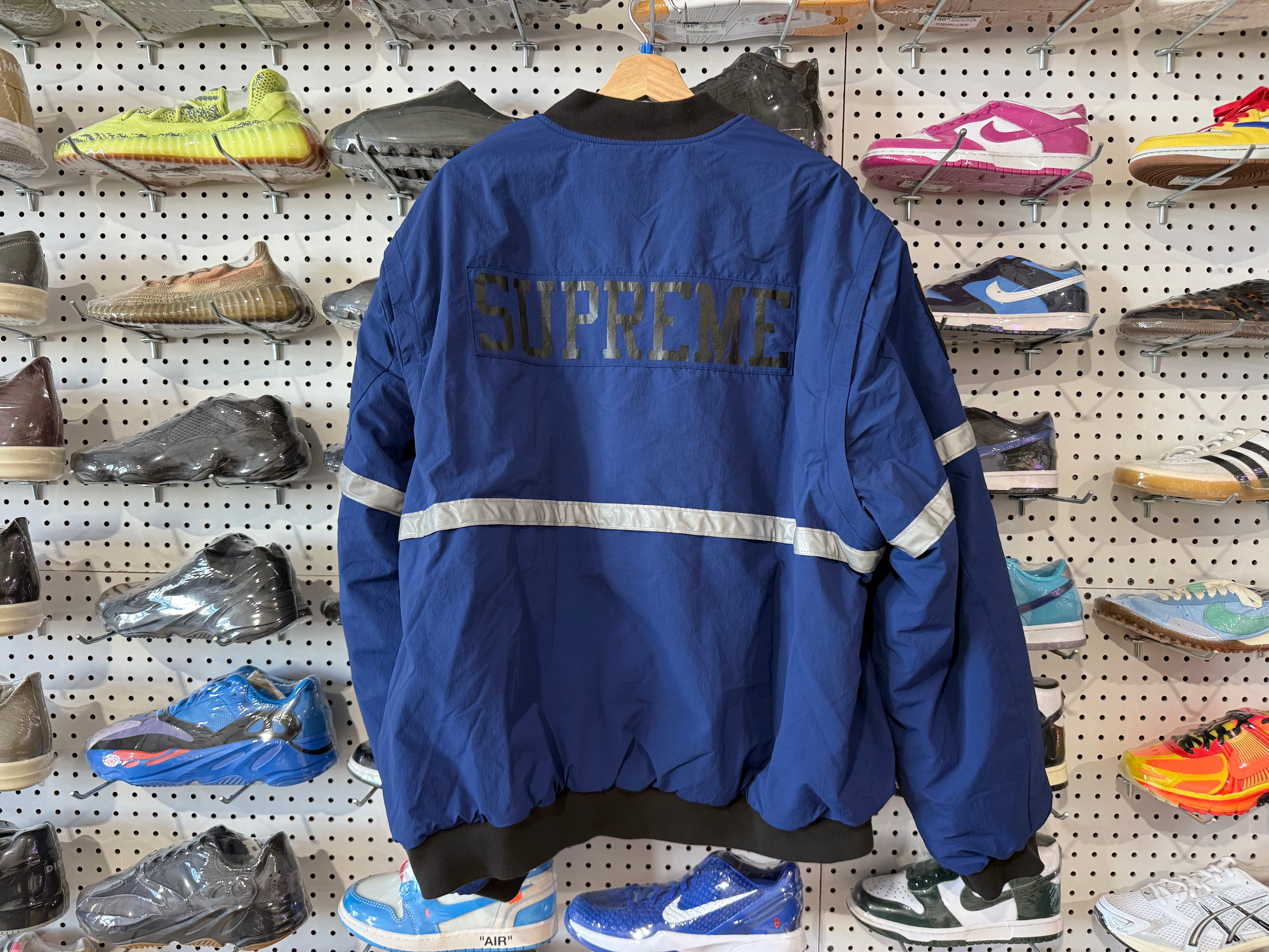NEW Supreme Zip Off Sleeve Reflective Stripe Jacket - Navy Size XXL