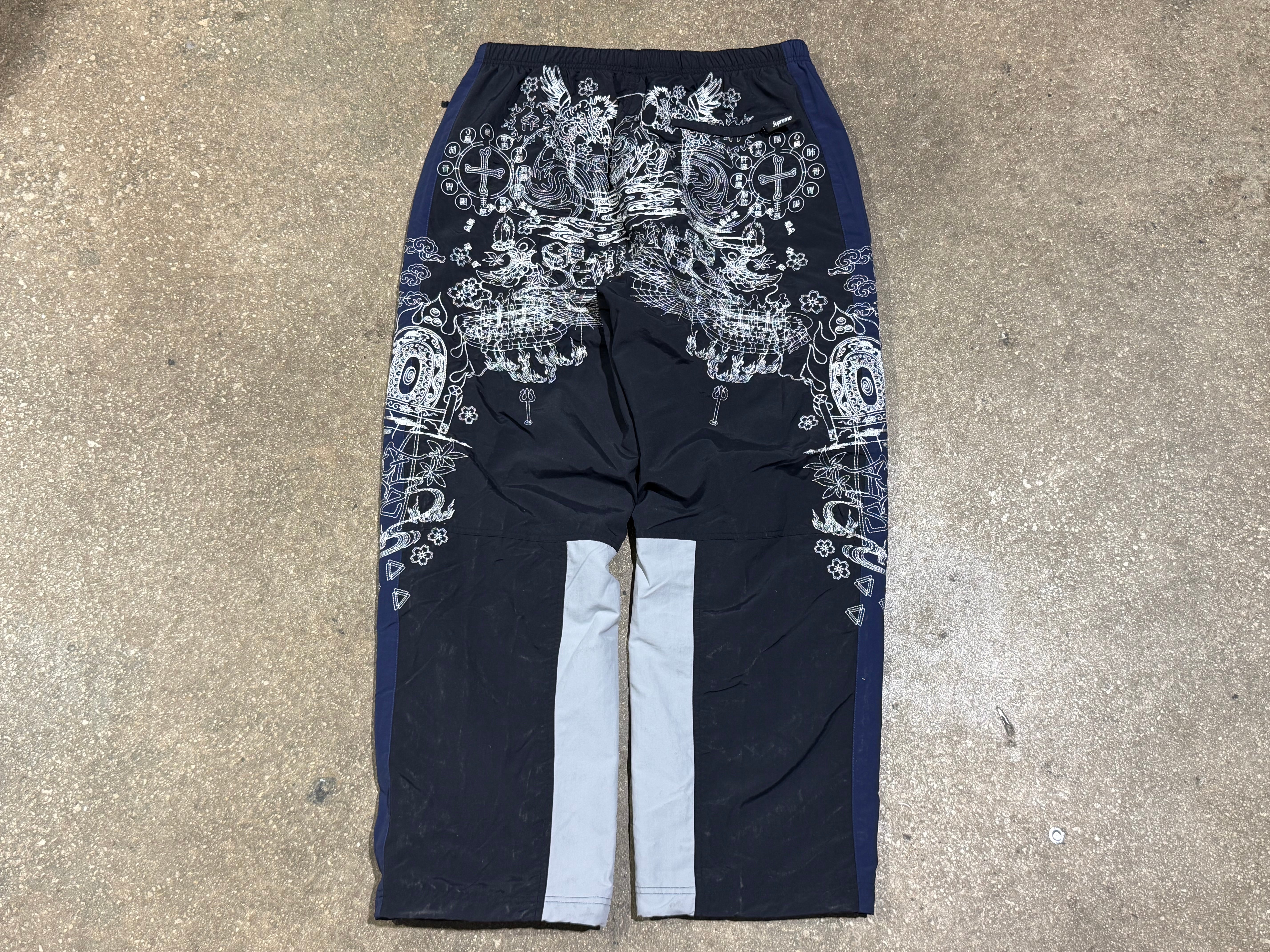 NEW Supreme AOI Track Pants - Black/Navy Size Large