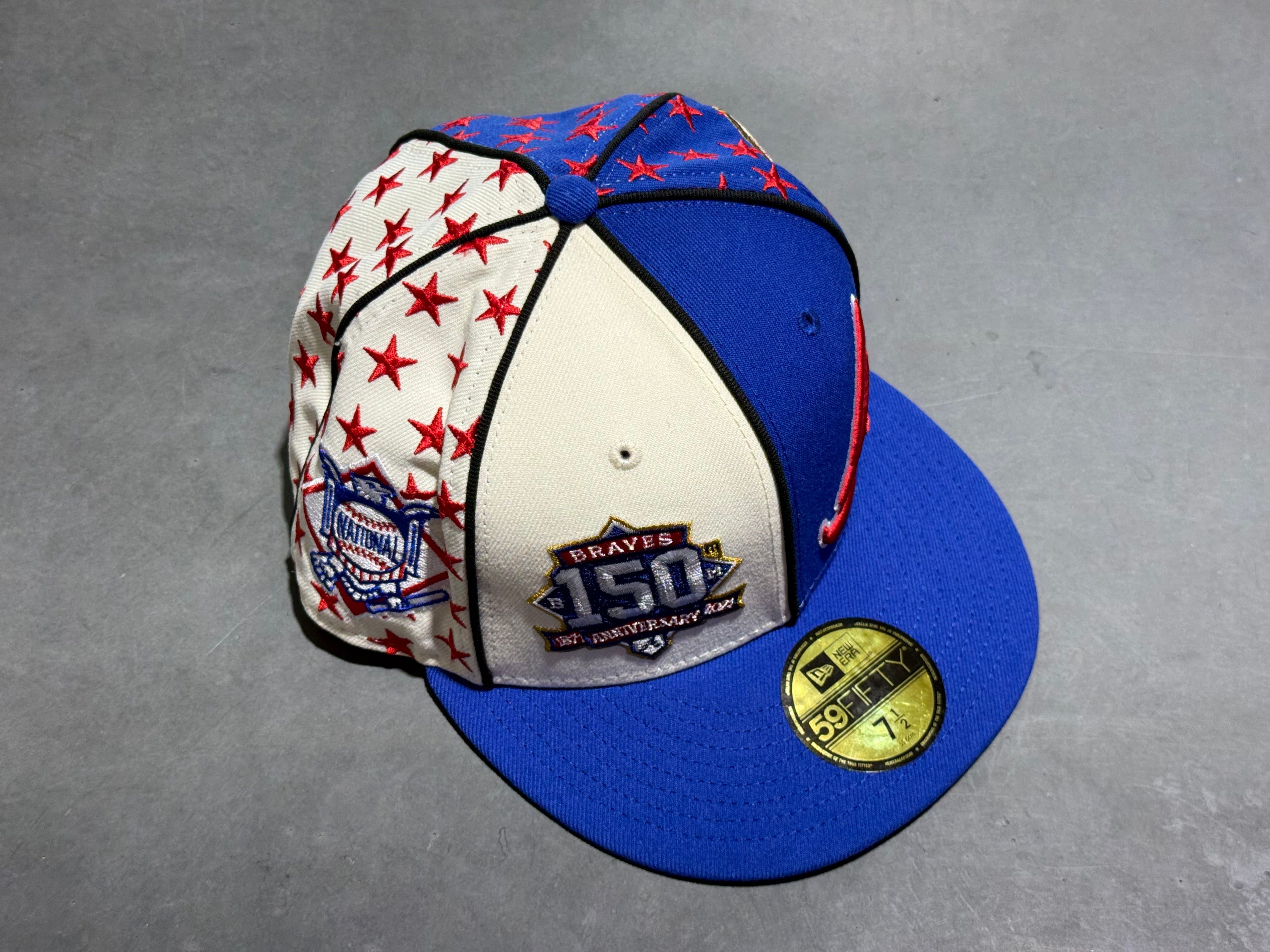NEW Supreme x Mitchell & Ness Atlanta Braves Fitted Hat - Blue Size 7 1/2