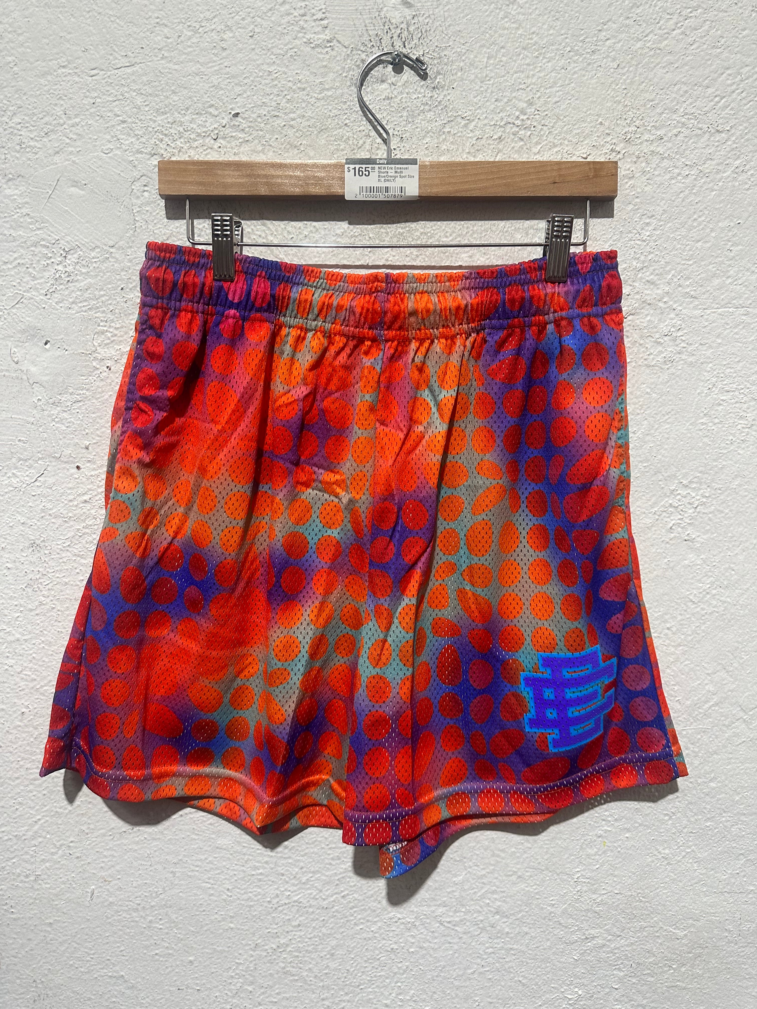 NEW Eric Emanuel Shorts - Multi Blue/Orange Spot Size XL