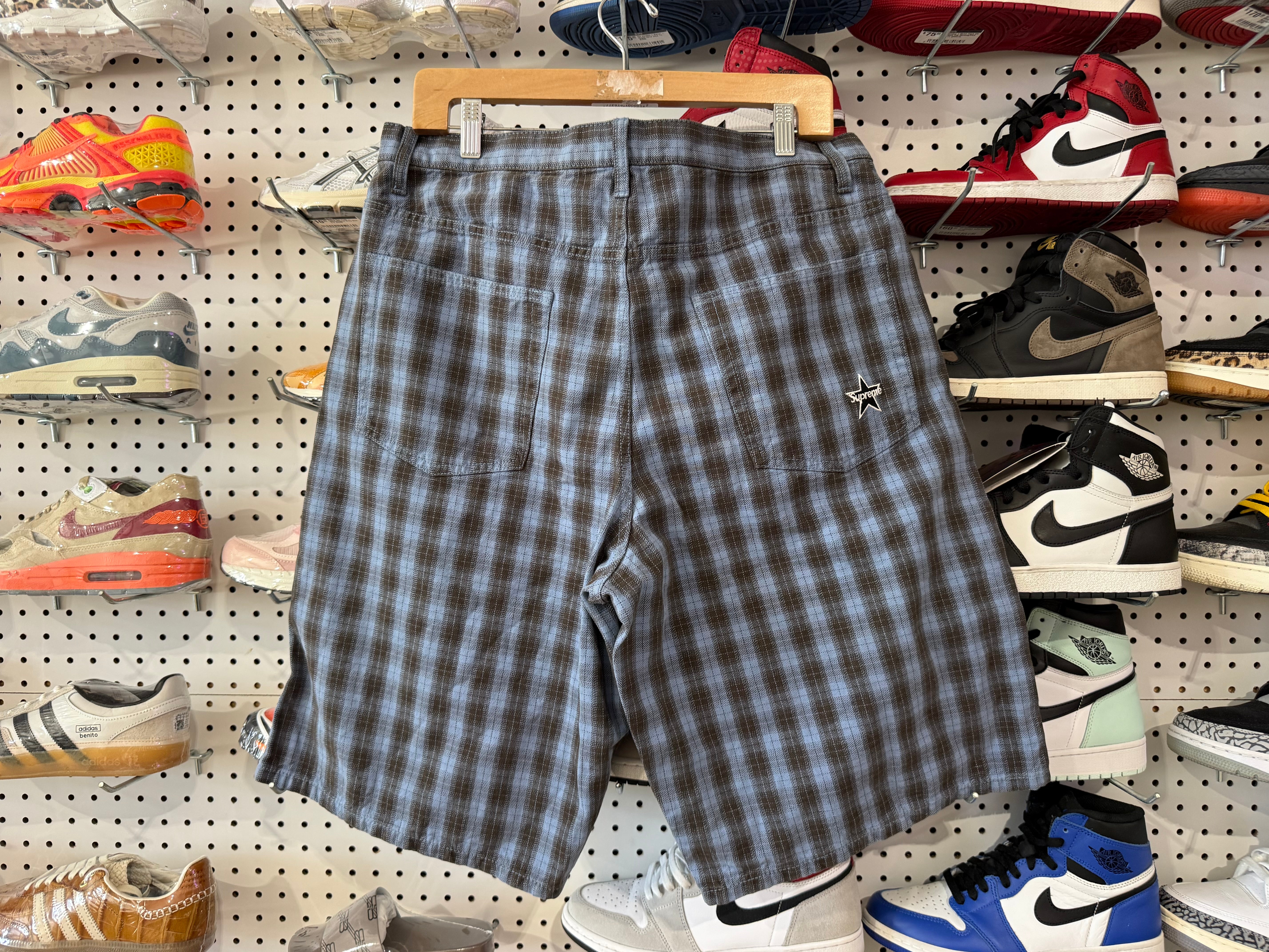 NEW Supreme Plaid Shorts - Blue Size 34