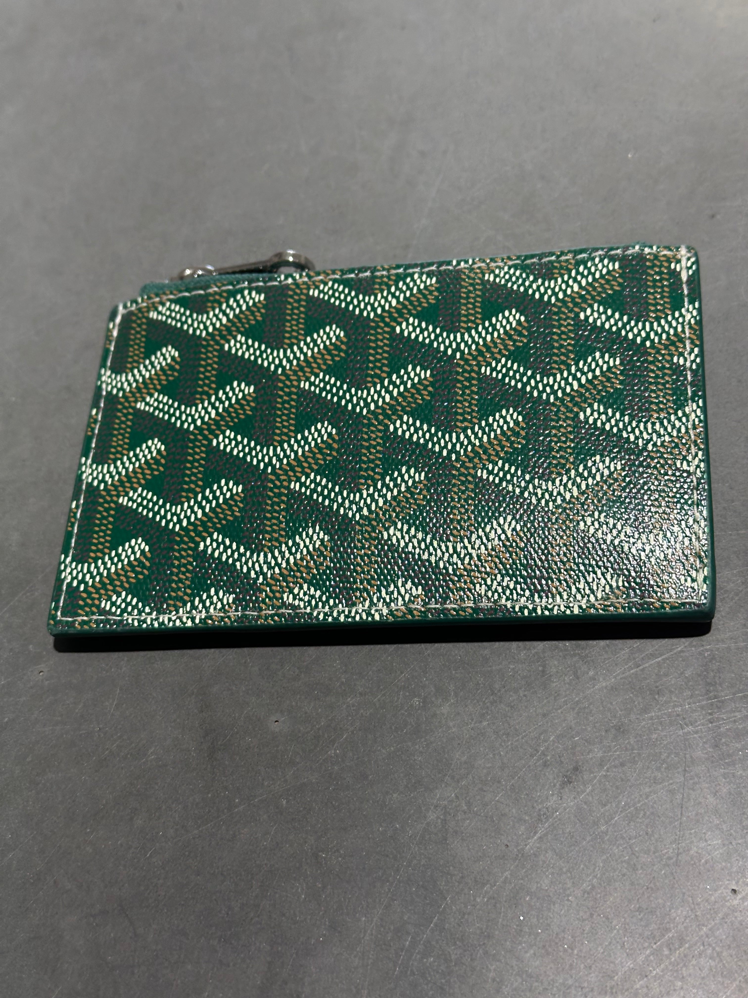 Clean Goyard Bourbon Zipped Card Holder - Green