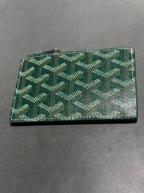 Clean Goyard Bourbon Zipped Card Holder - Green