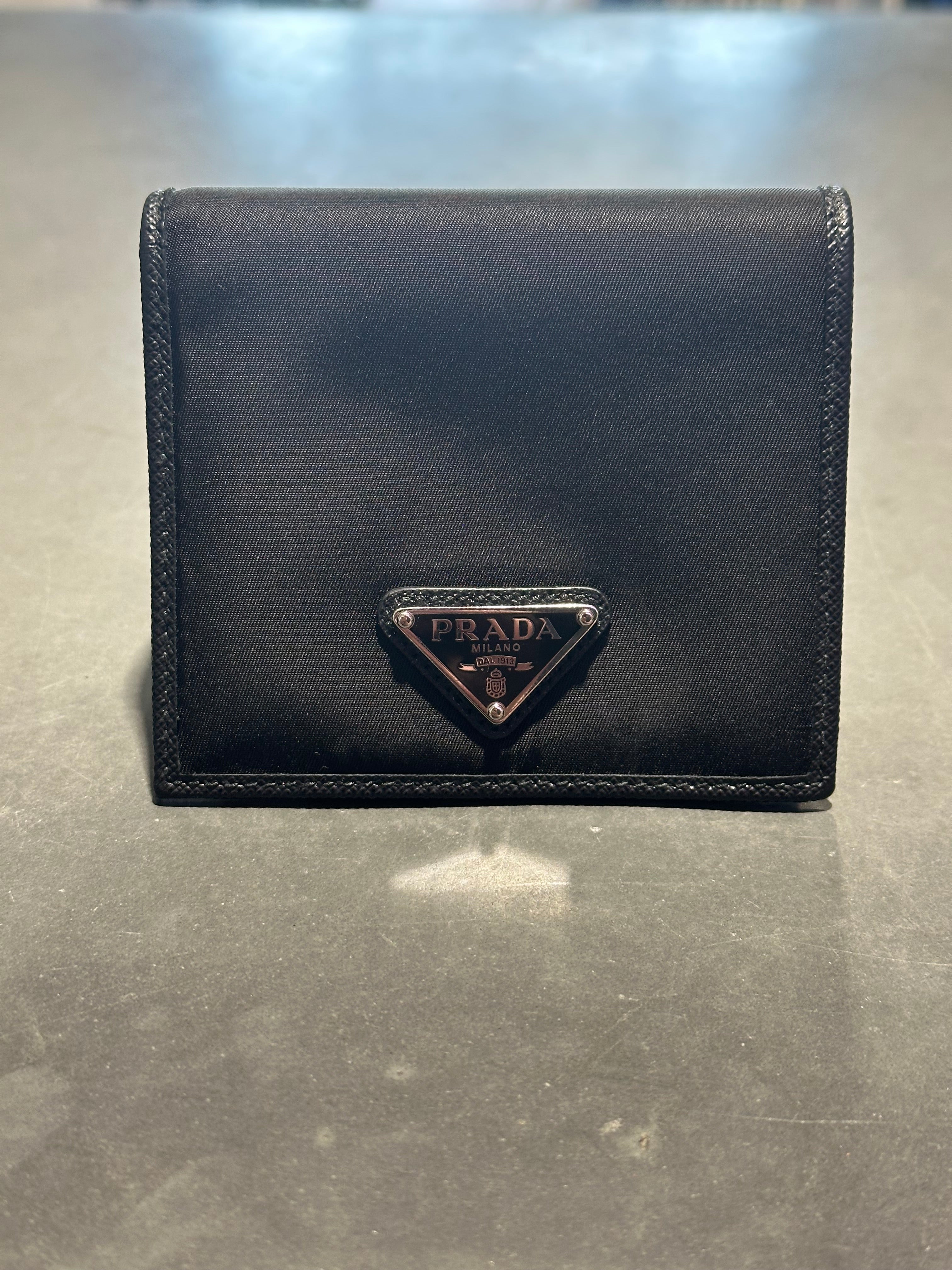 NEW Prada Nylon and Saffiano Bifold Wallet - Black