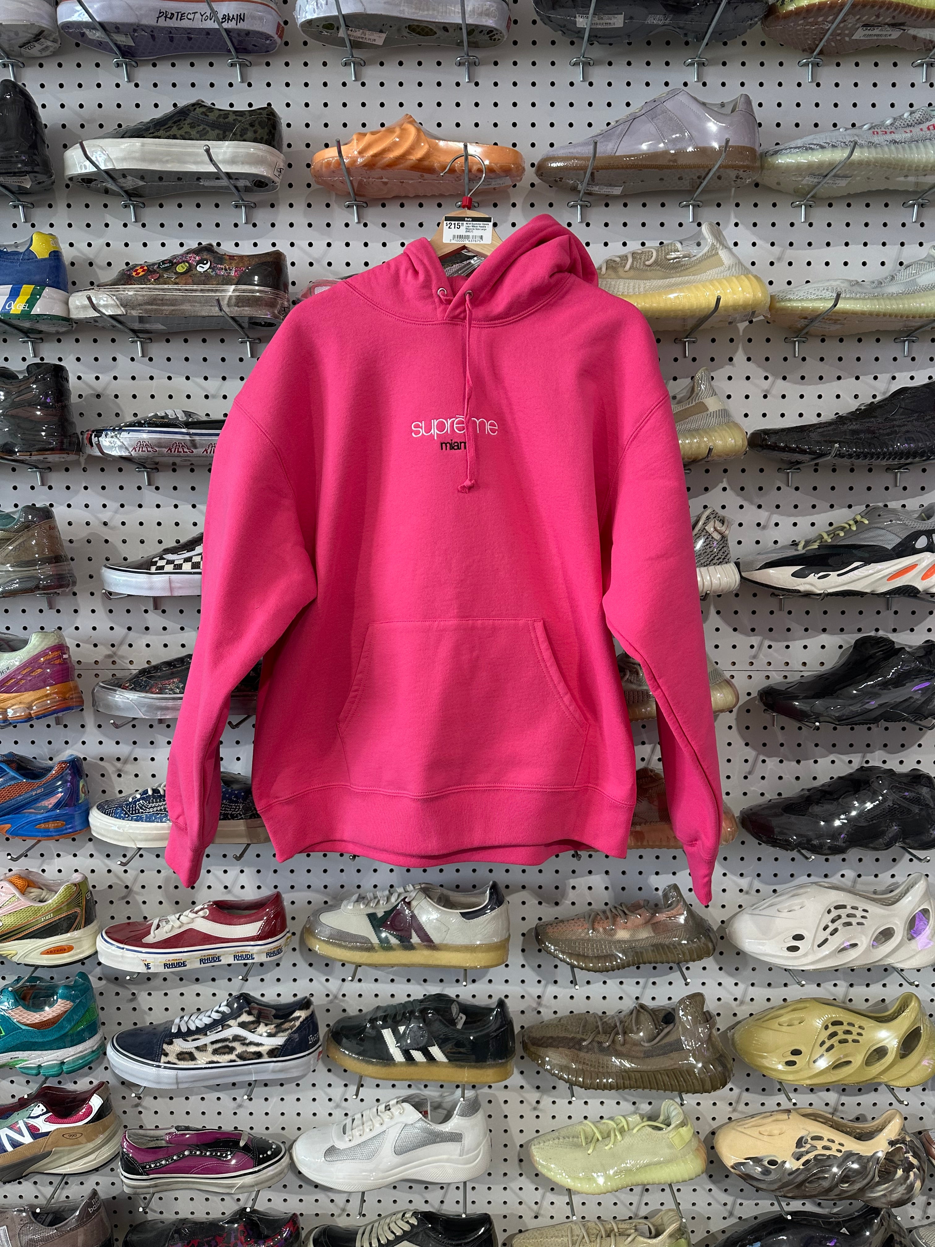 NEW Supreme Classic Logo Miami Hoodie - Magenta Size Large